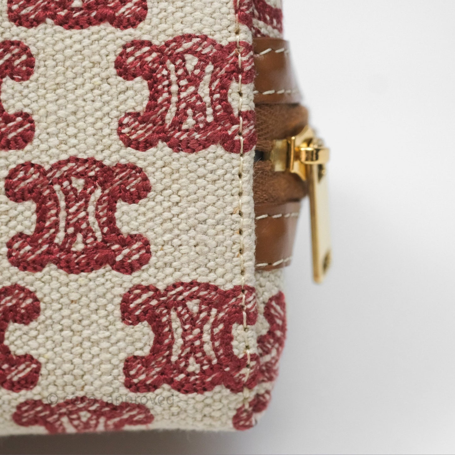 Celine Clutch With Chain in Triomphe Embroideries Red/ Ecru