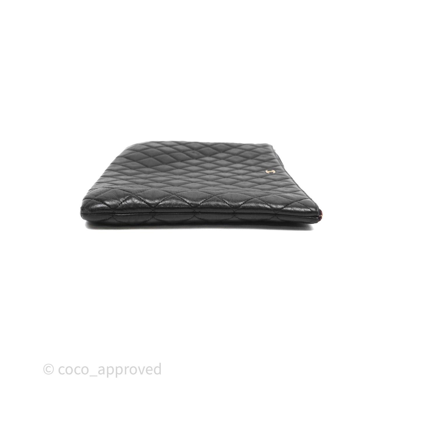 Chanel Classic Zipped Pouch Lambskin Black Gold Hardware