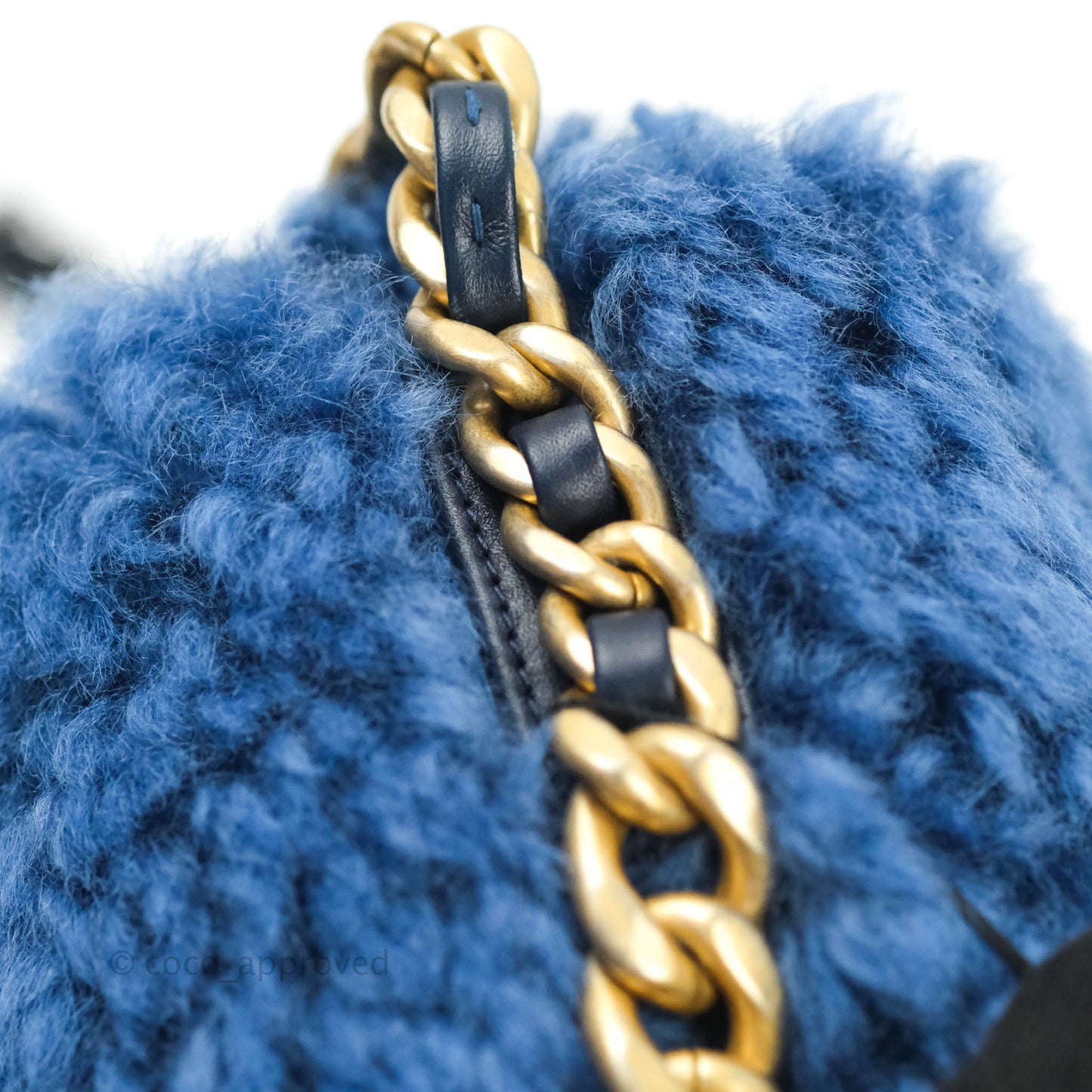 Chanel 19 Medium Shearling Blue Mixed Hardware 20A