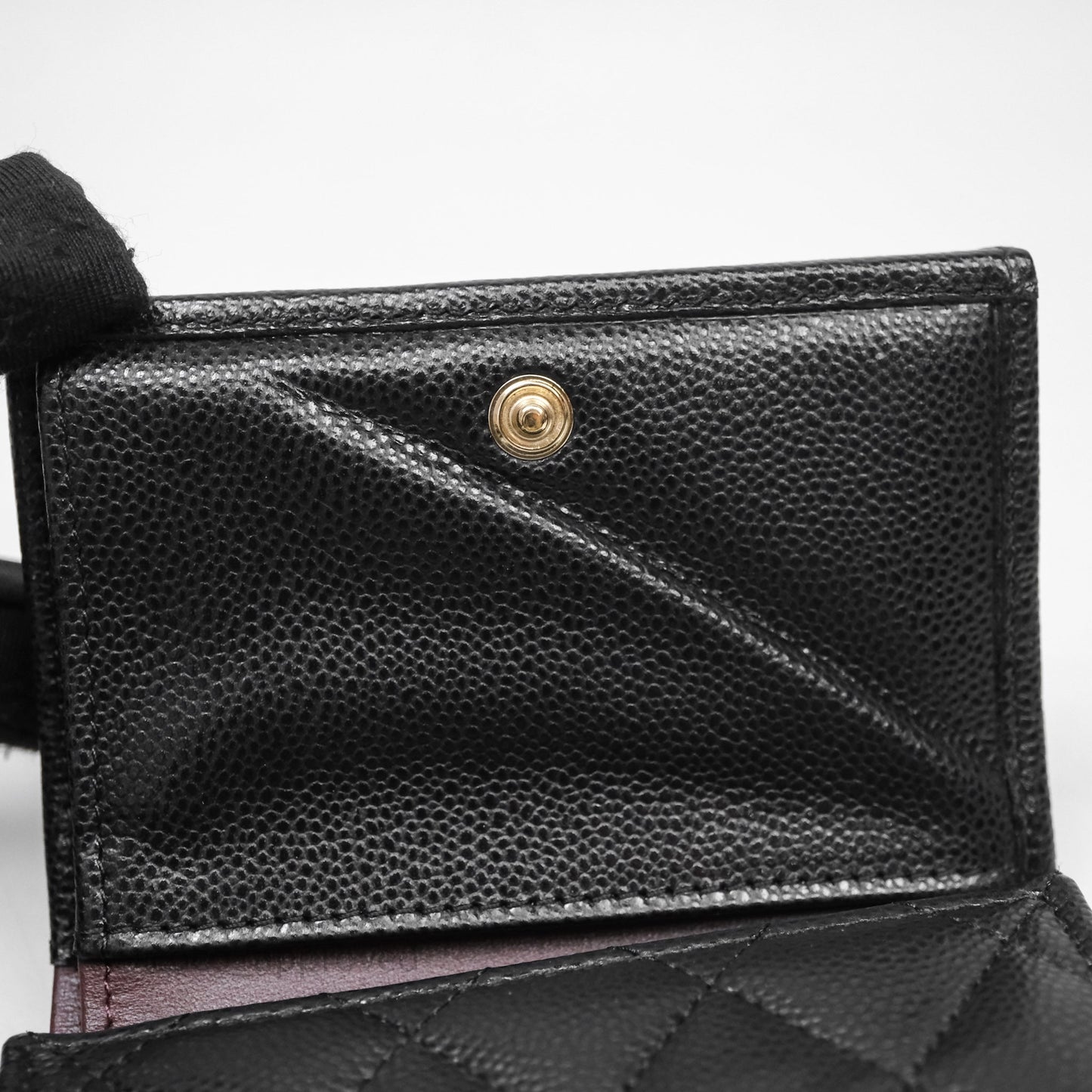 Chanel Small Classic Trifold Wallet Quilted Black Caviar Gold Hardware