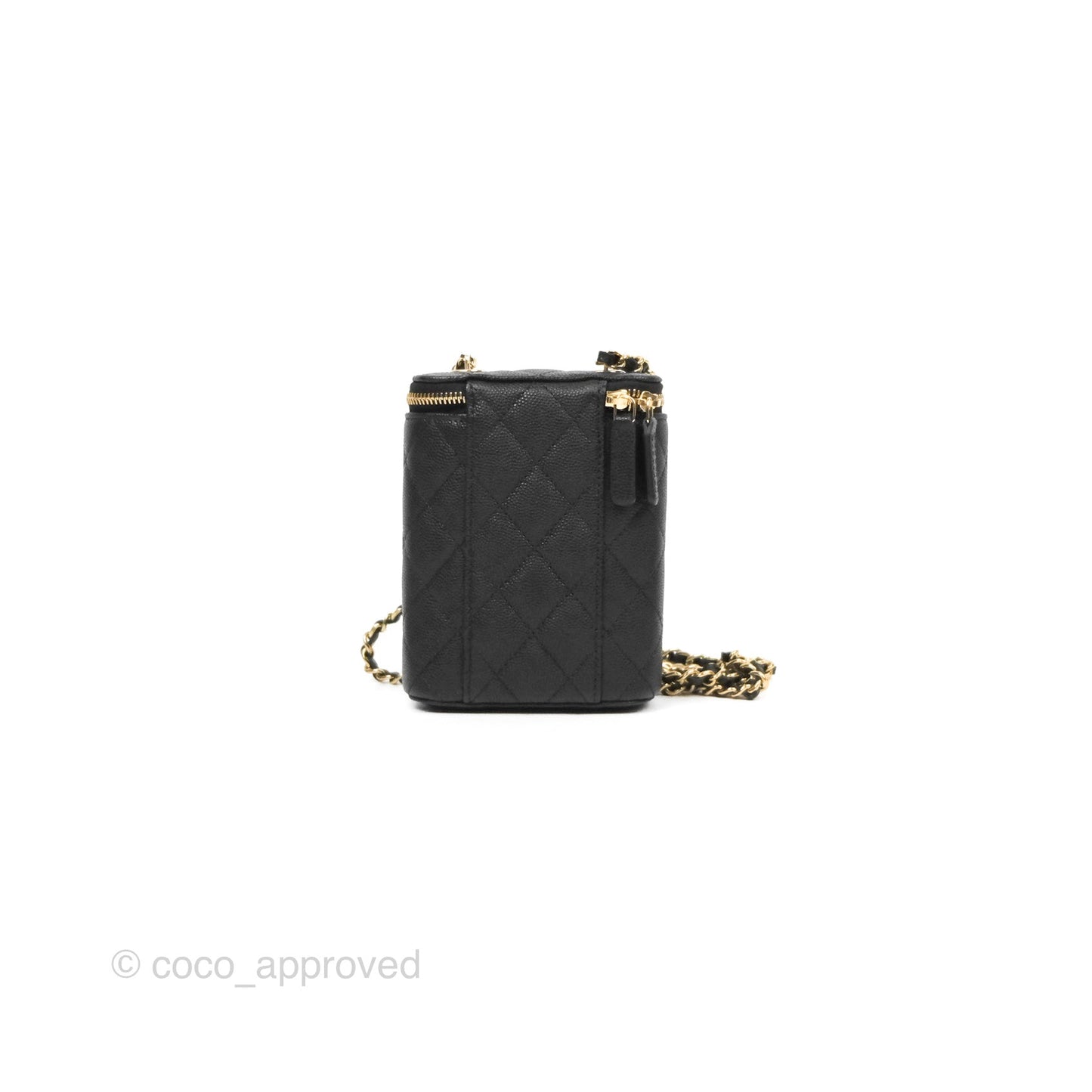 Chanel Classic Mini Vanity With Chain Black Caviar Gold Hardware