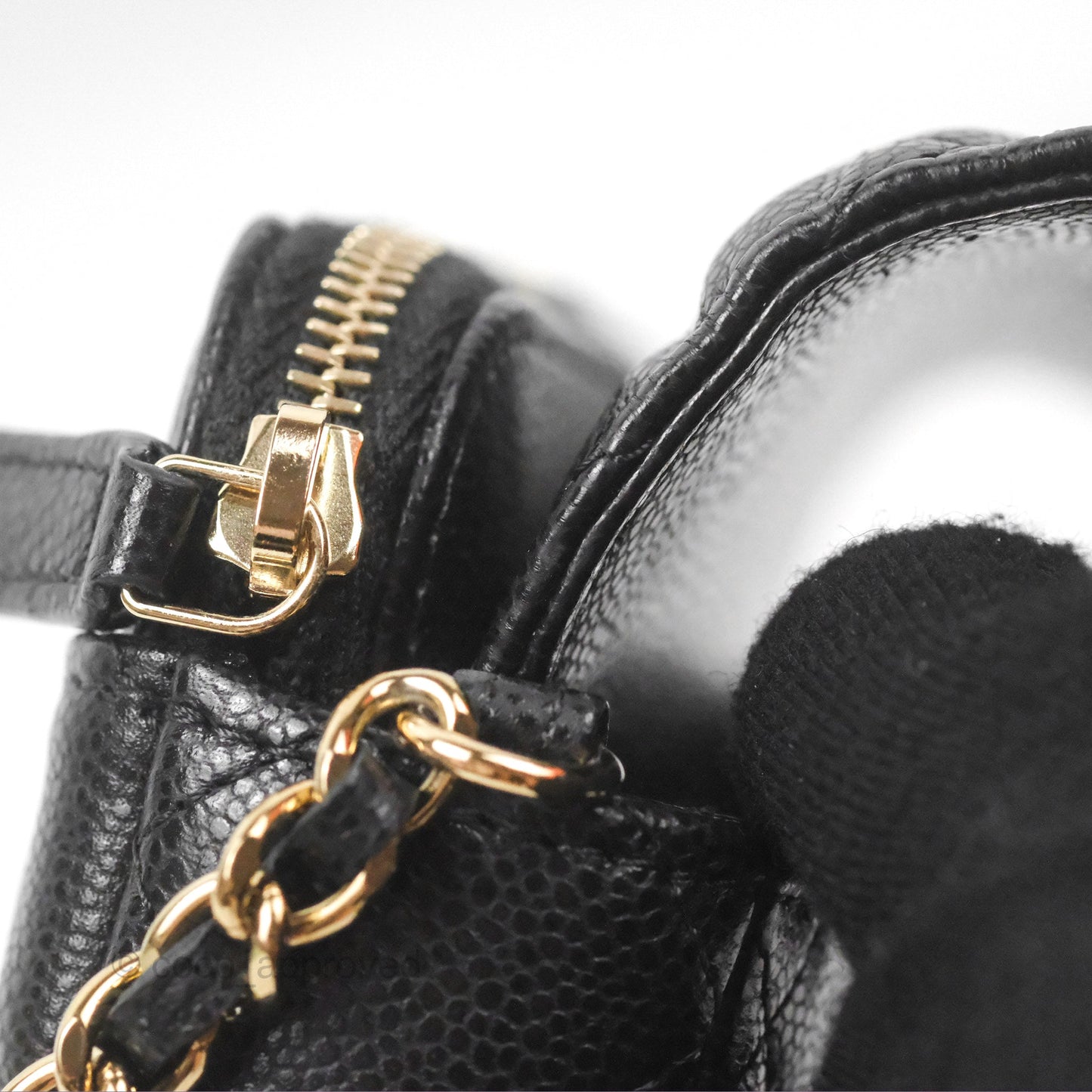 Chanel Classic Flap Phone Holder With Chain Black Caviar Gold Hardware 22A