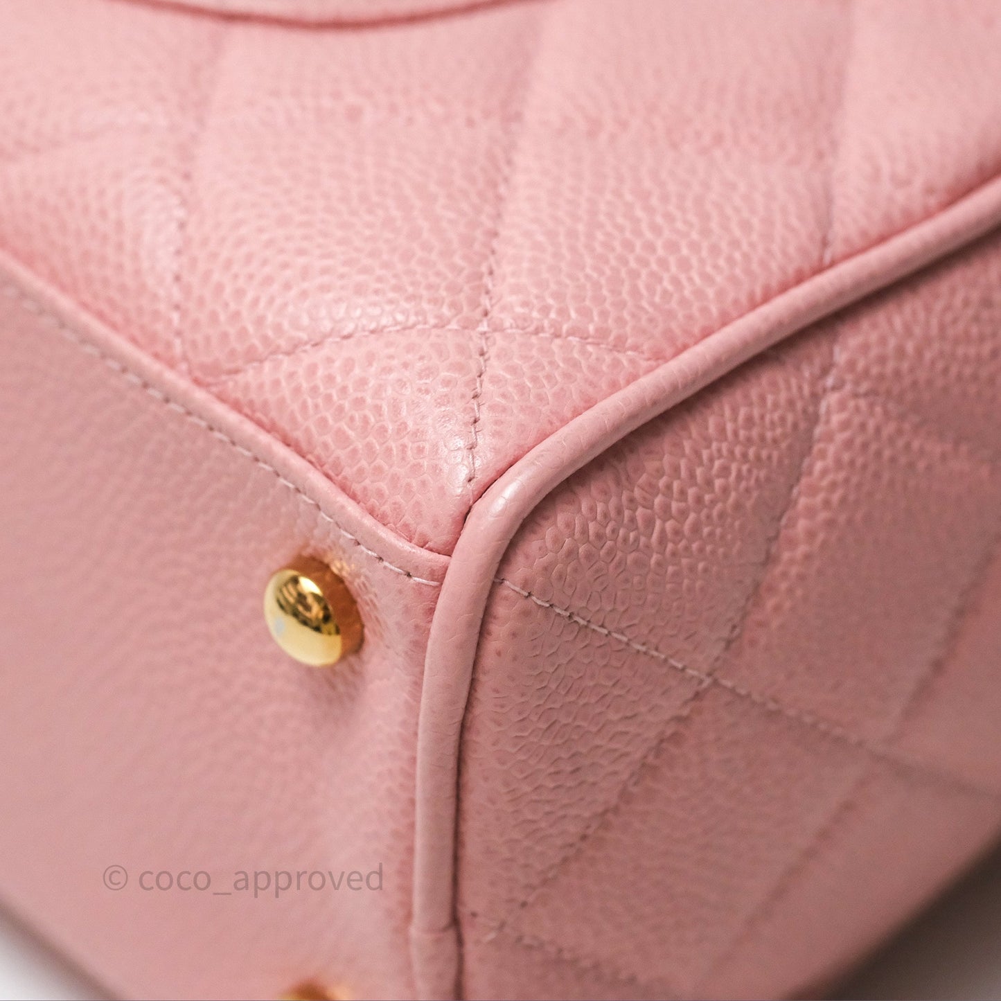 Chanel Vintage Mini CC Boston Bag Sakura Pink Caviar Gold Hardware