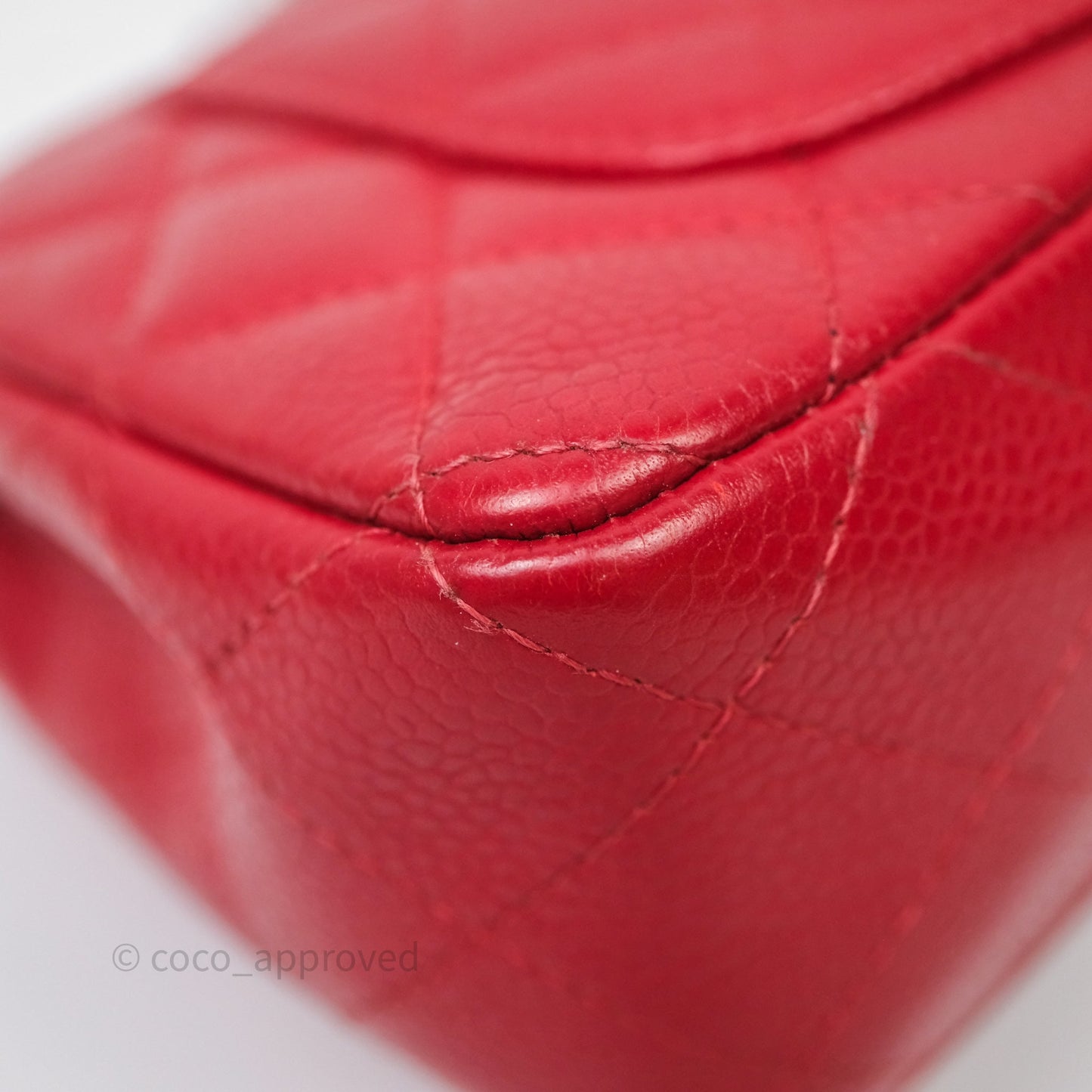 Chanel Quilted Mini Rectangular Flap Red Caviar Silver Hardware
