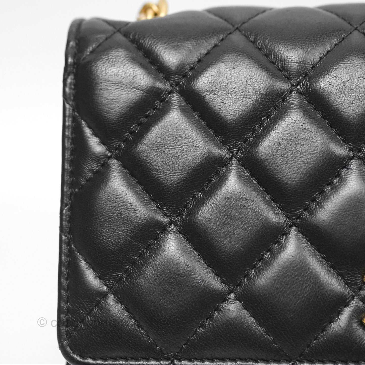 Chanel All Slide Wallet on Chain WOC Adjustable Chain Quilted Black Lambskin 22K