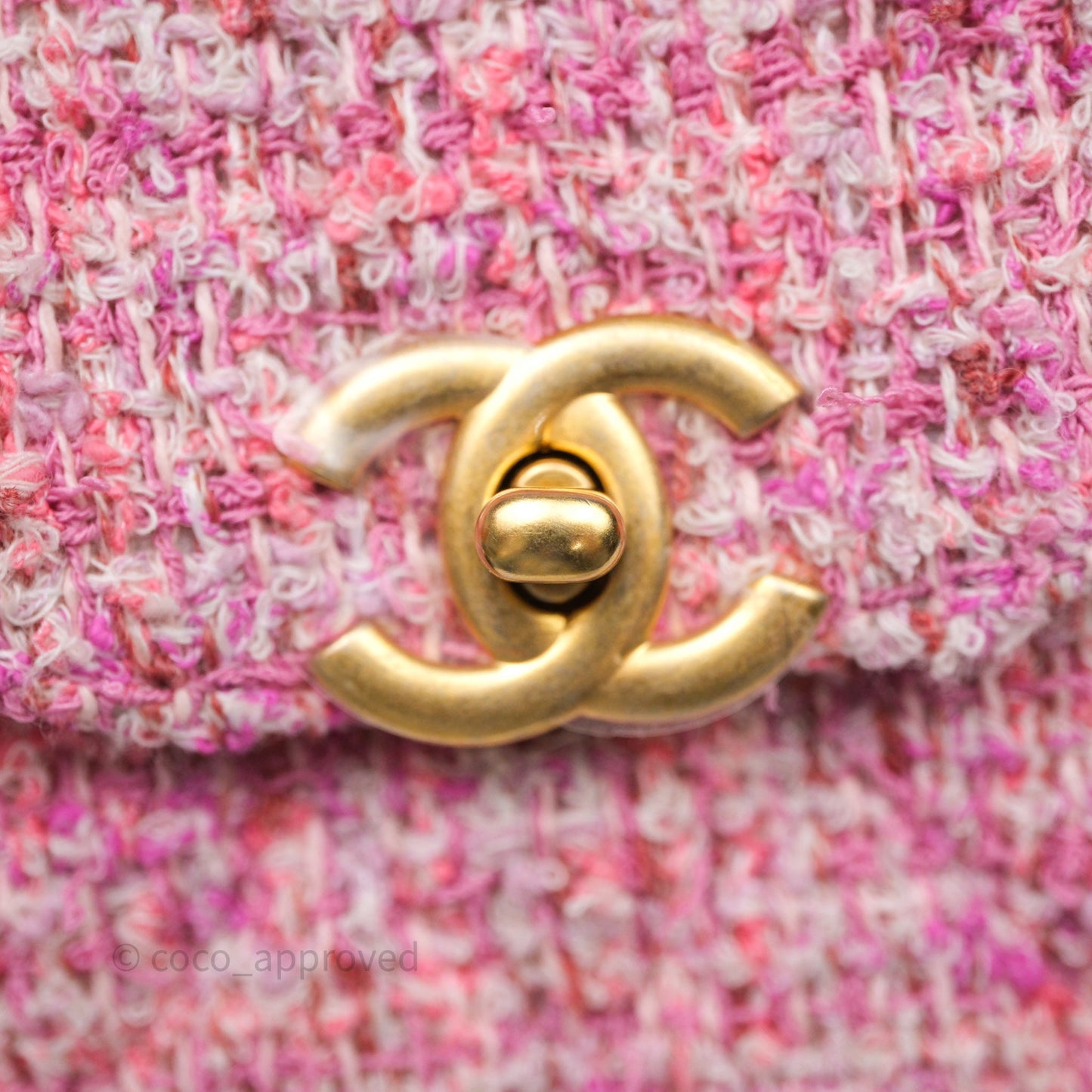 Chanel Kelly Bag Pink Tweed Aged Gold Hardware
