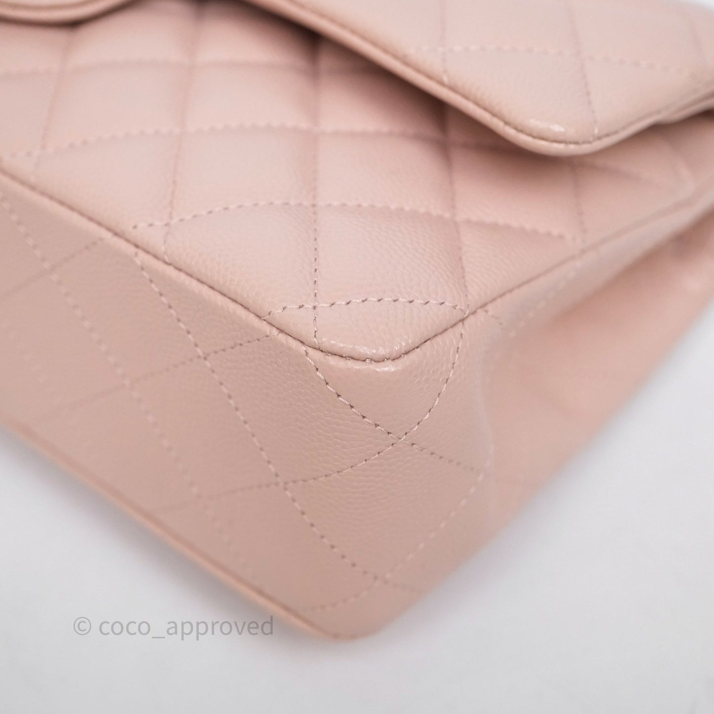 Chanel Classic M/L Medium Flap Quilted Pink Caviar Gold Hardware