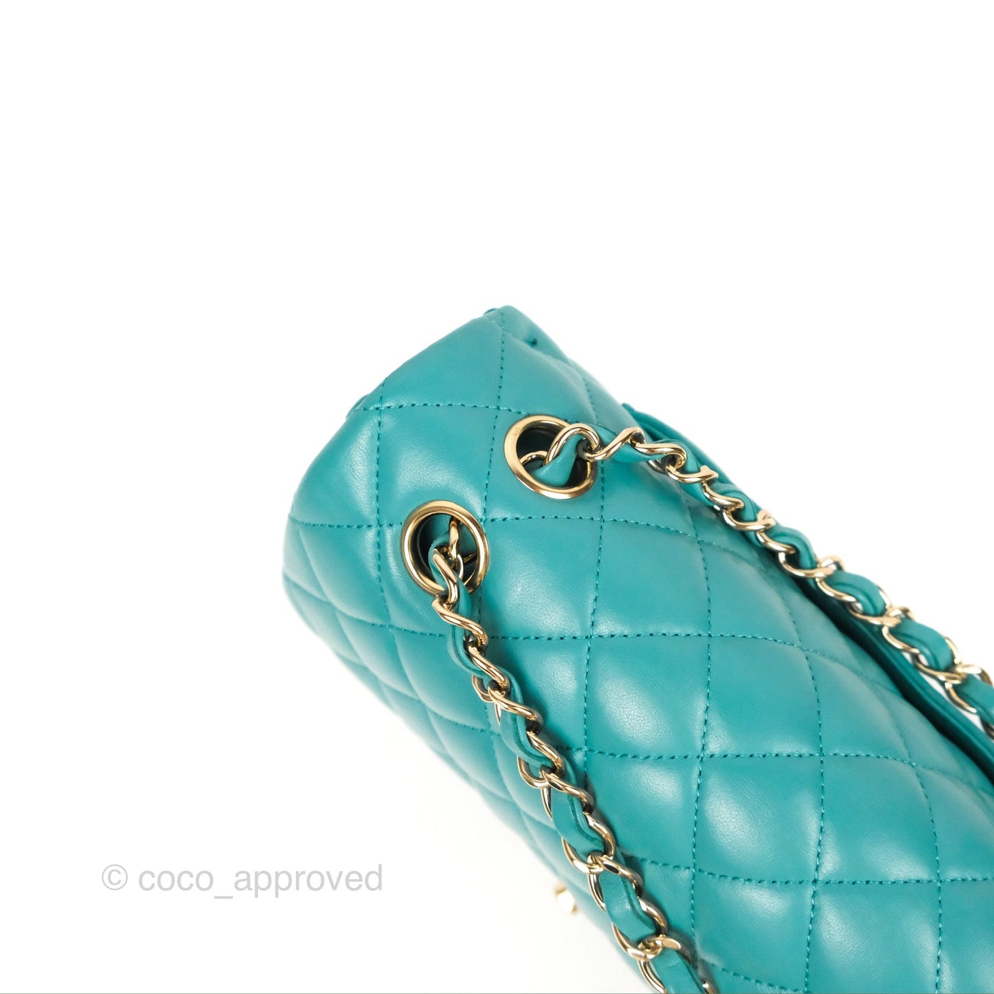 Chanel Small Classic Quilted Flap Turquoise Lambskin Gold Hardware