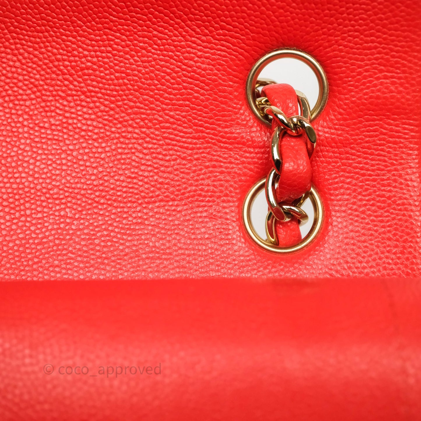 Chanel Small Classic Flap Quilted Red Orange Caviar Gold Hardware