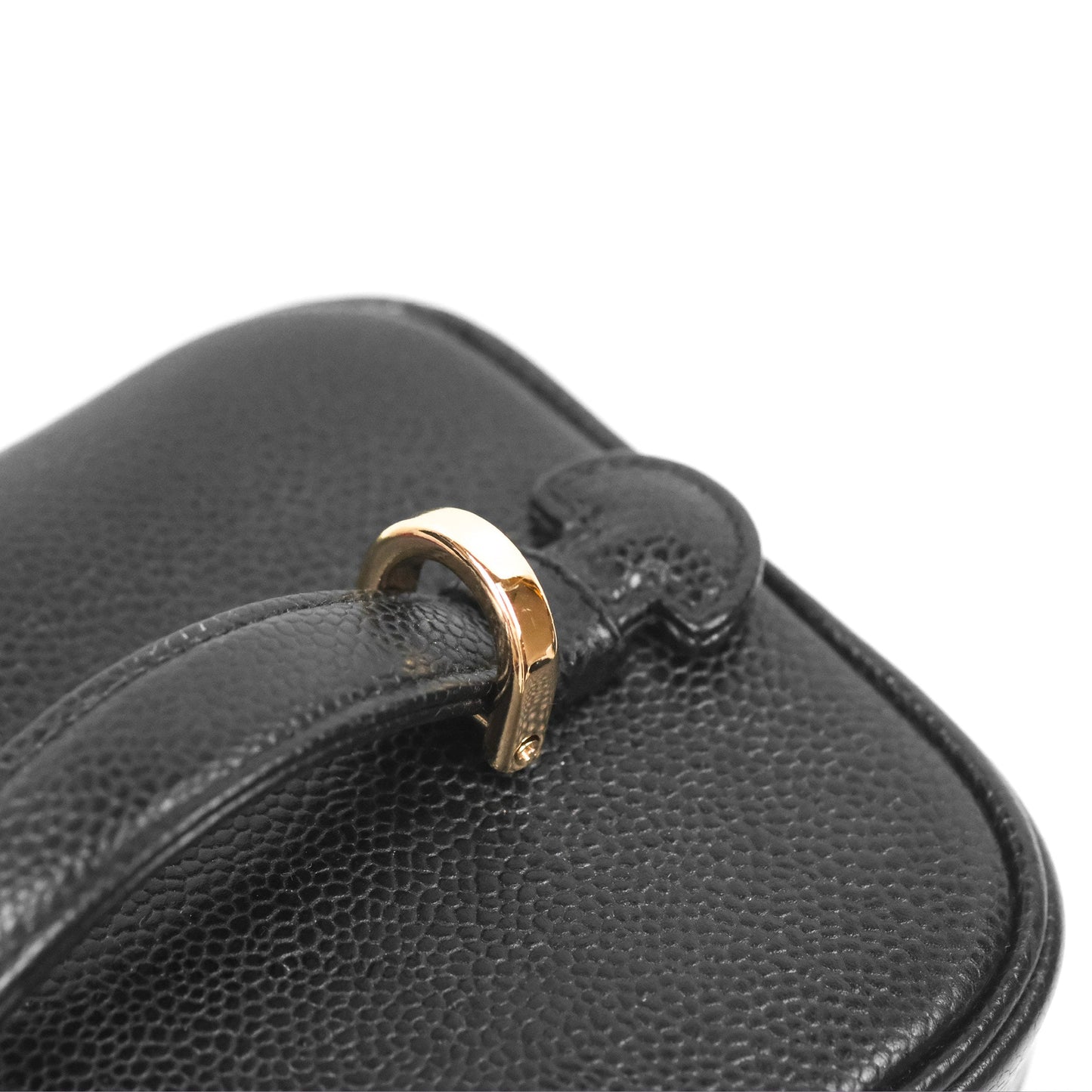 Chanel Vintage Vanity Case Black Caviar Gold Hardware