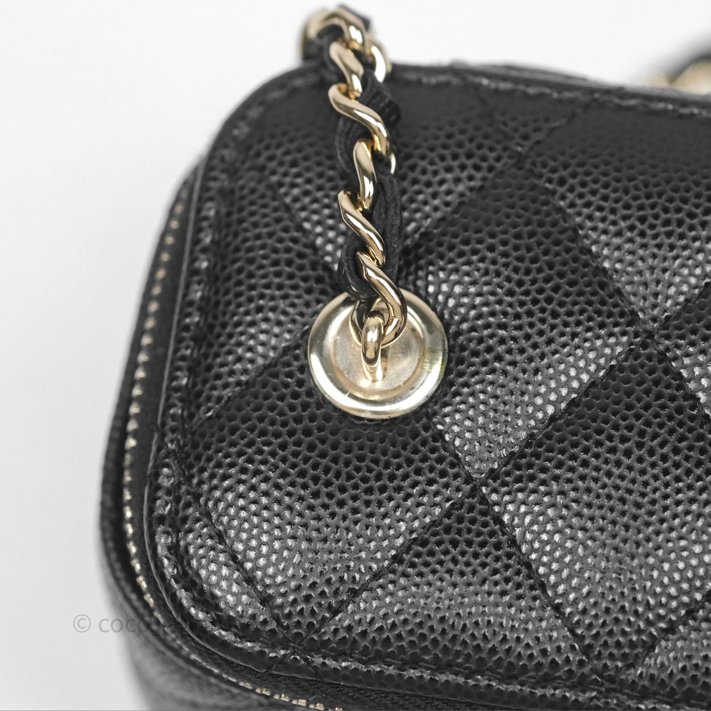 Chanel Mini Vanity With Chain Black Caviar Gold Hardware
