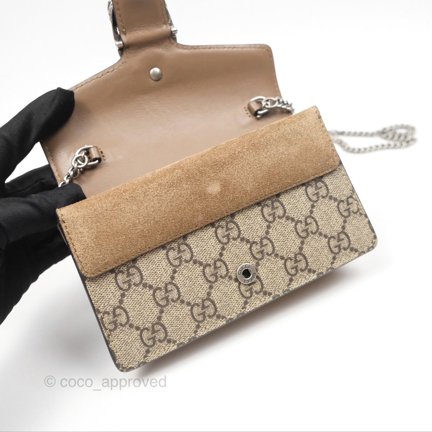 Gucci Dionysus GG Supreme Super Mini Crossbody Bag Ruthenium Hardware
