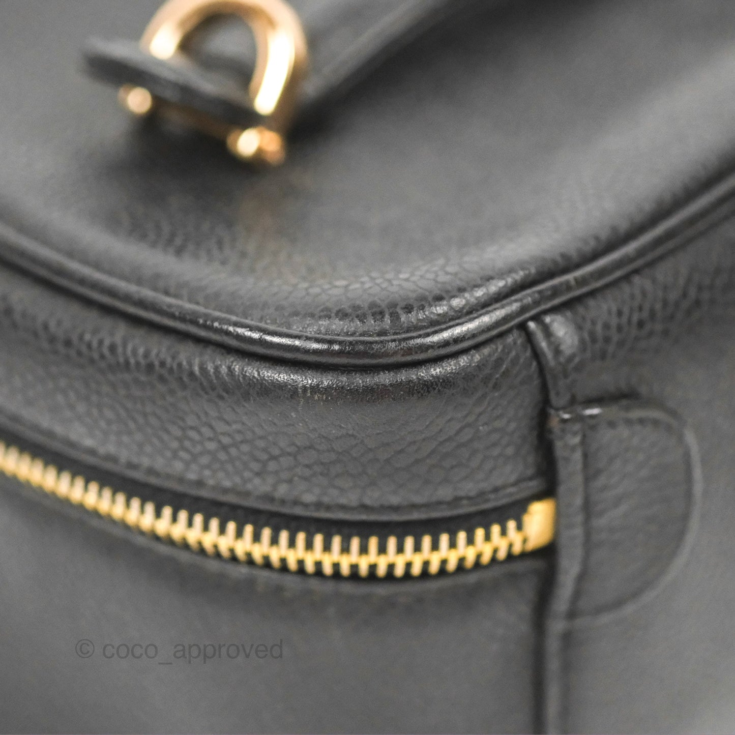 Chanel Vintage Vanity Case Black Caviar Gold Hardware