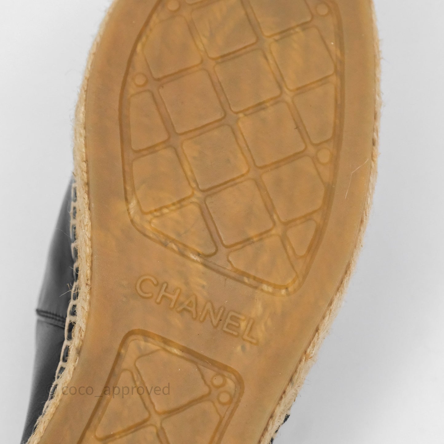 Chanel Espadrille Black Leather Size 38