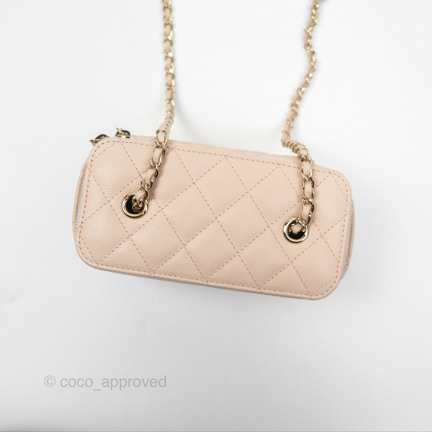 Chanel Vanity with Classic Chain Light Beige Caviar Gold Hardware 22C