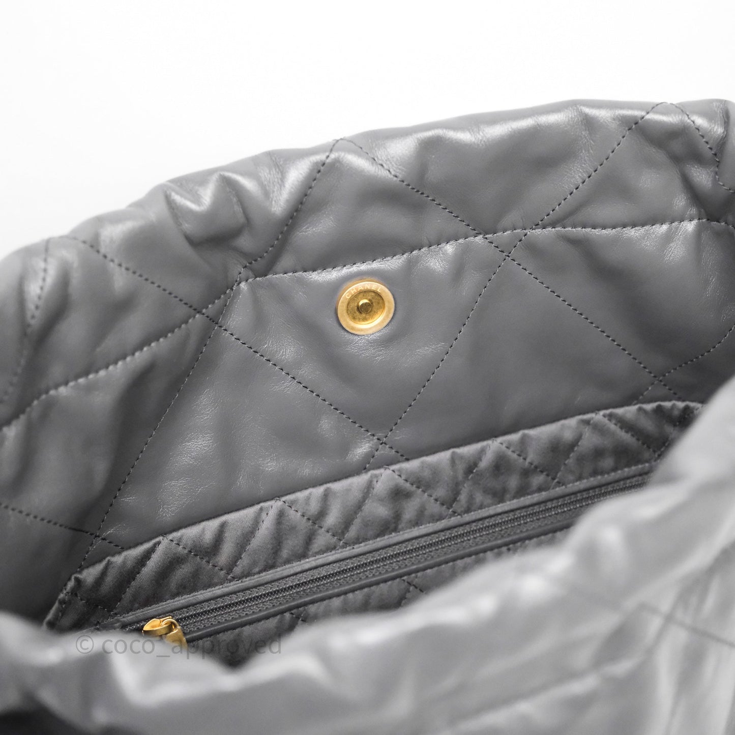 Chanel 22 Bag Medium Dark Grey Calfskin Gold Hardware