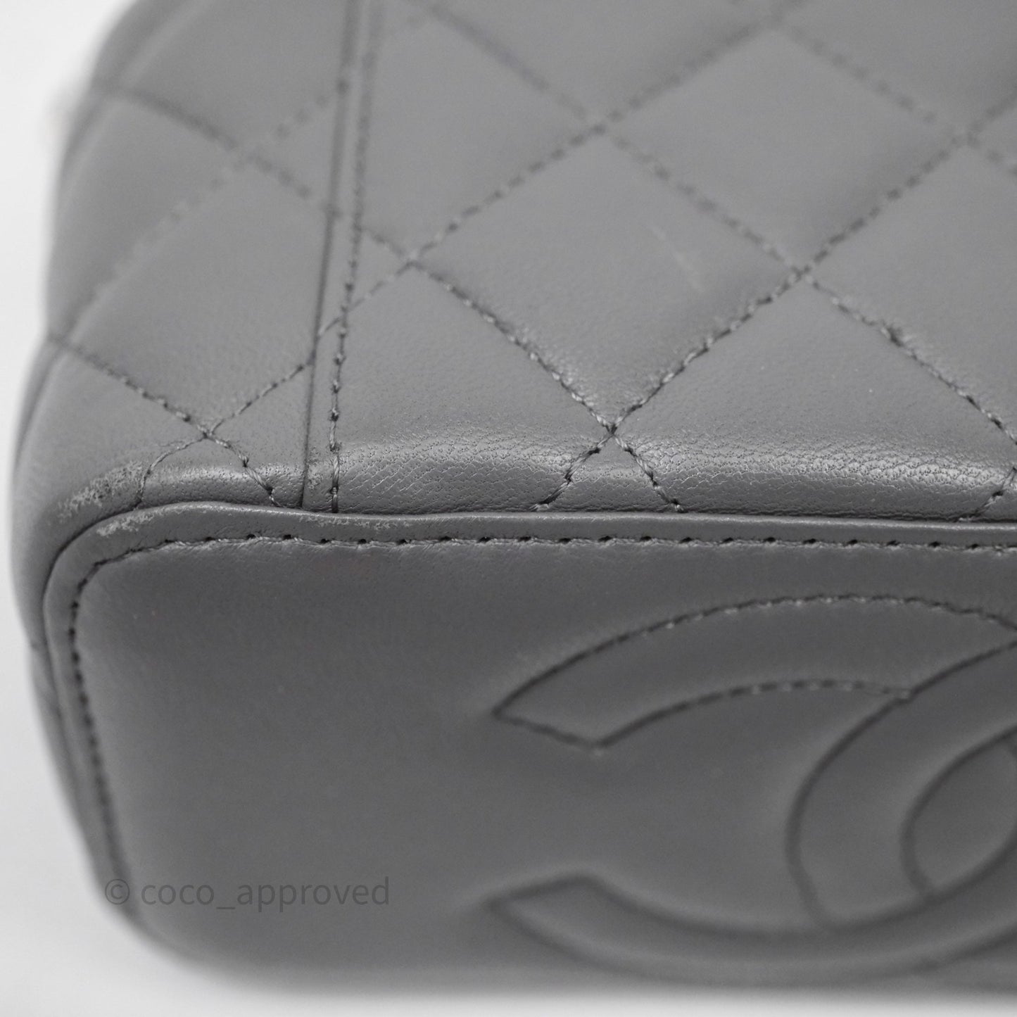 Chanel Vanity Rectangular Top Handle Grey Lambskin Gold Hardware