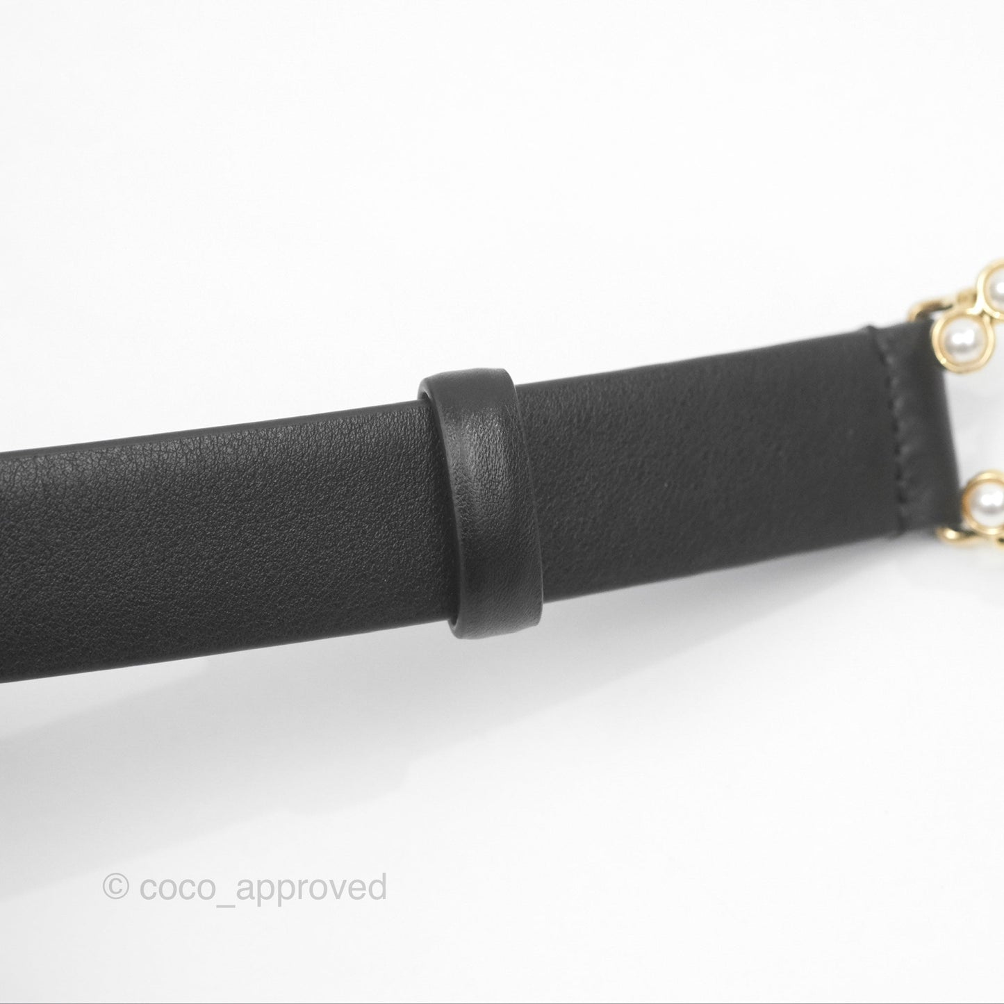 Chanel Pearl CC Belt Black Size 75 24S