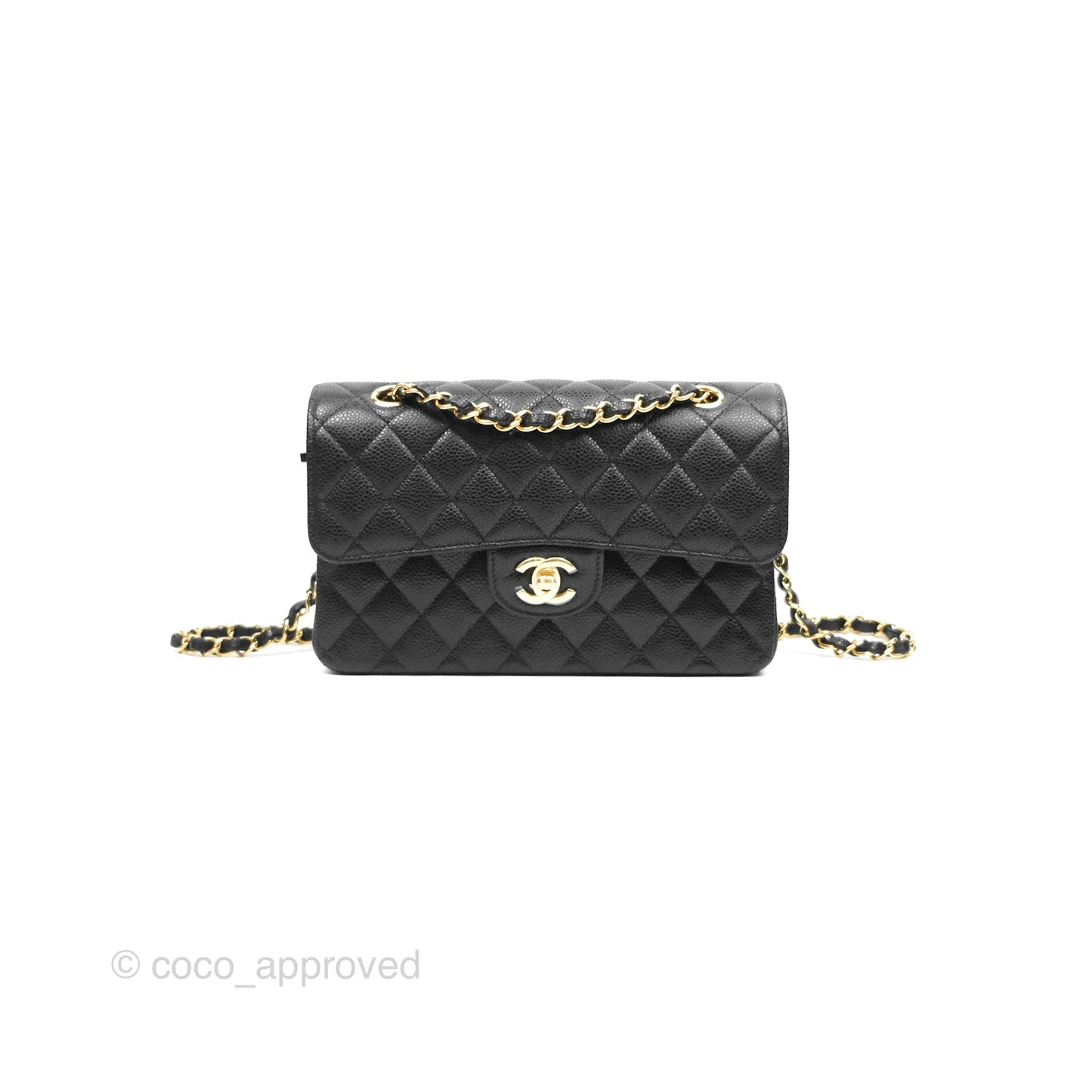 Chanel Small Classic Flap Quilted Black Caviar Gold Hardware