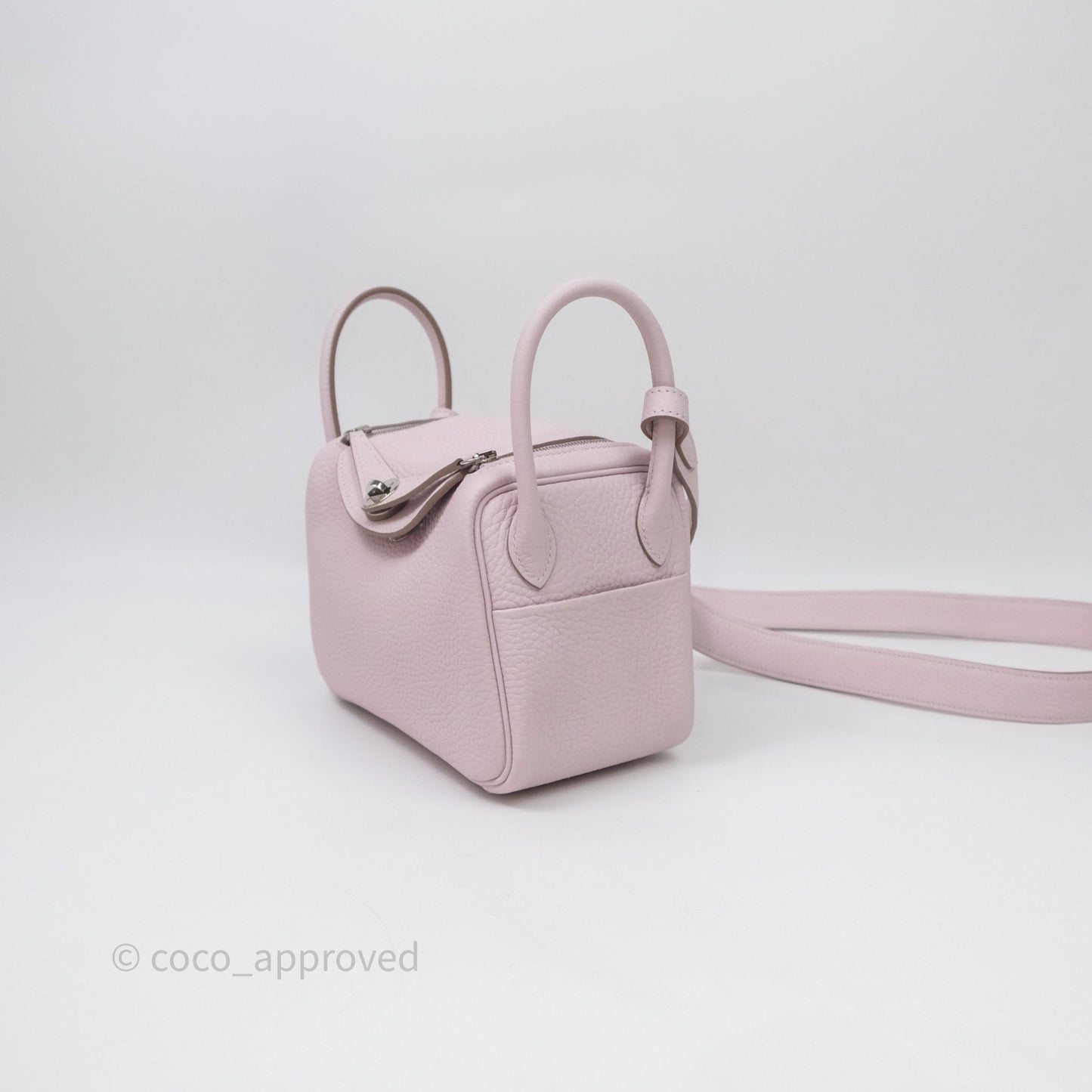 Hermès Mini Lindy 20 Mauve Pâle 09 Clemence Palladium Hardware