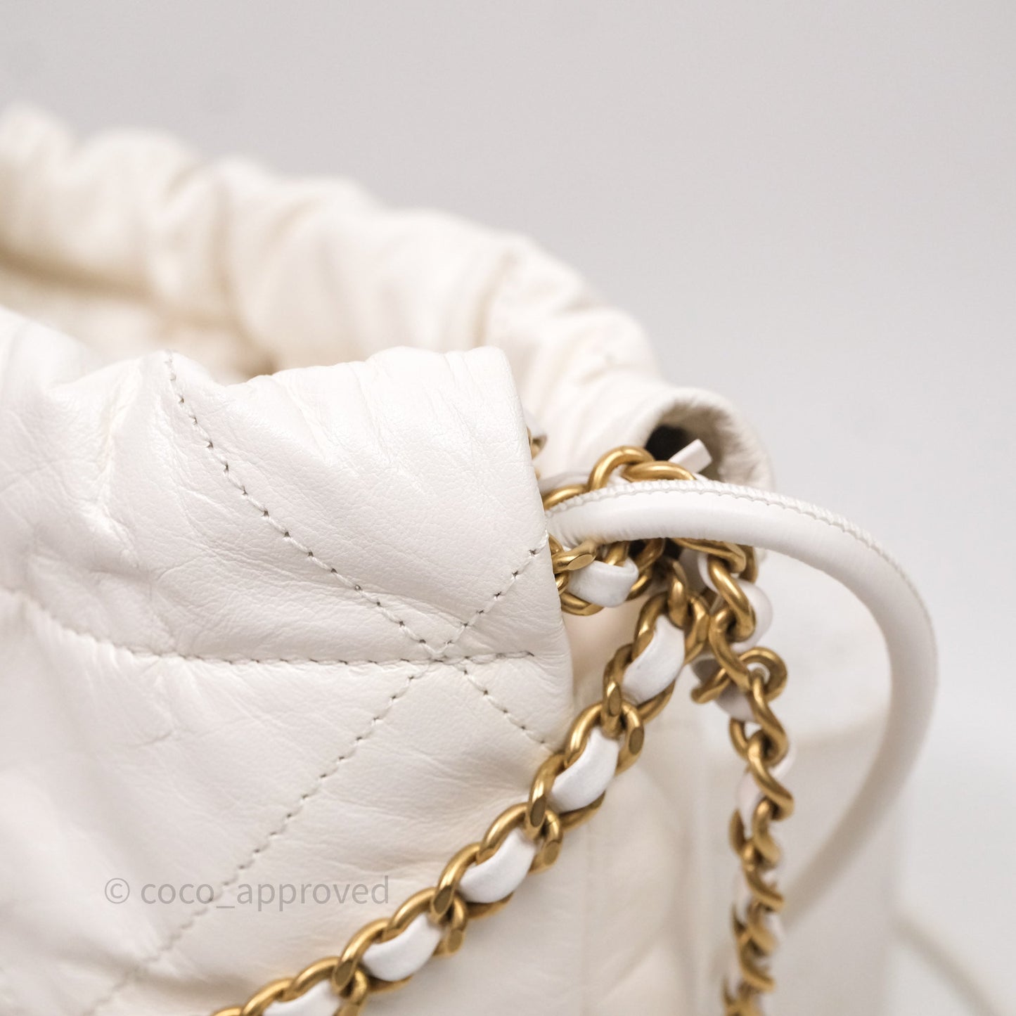 Chanel 22 Mini Bag White Calfskin Aged Gold Hardware