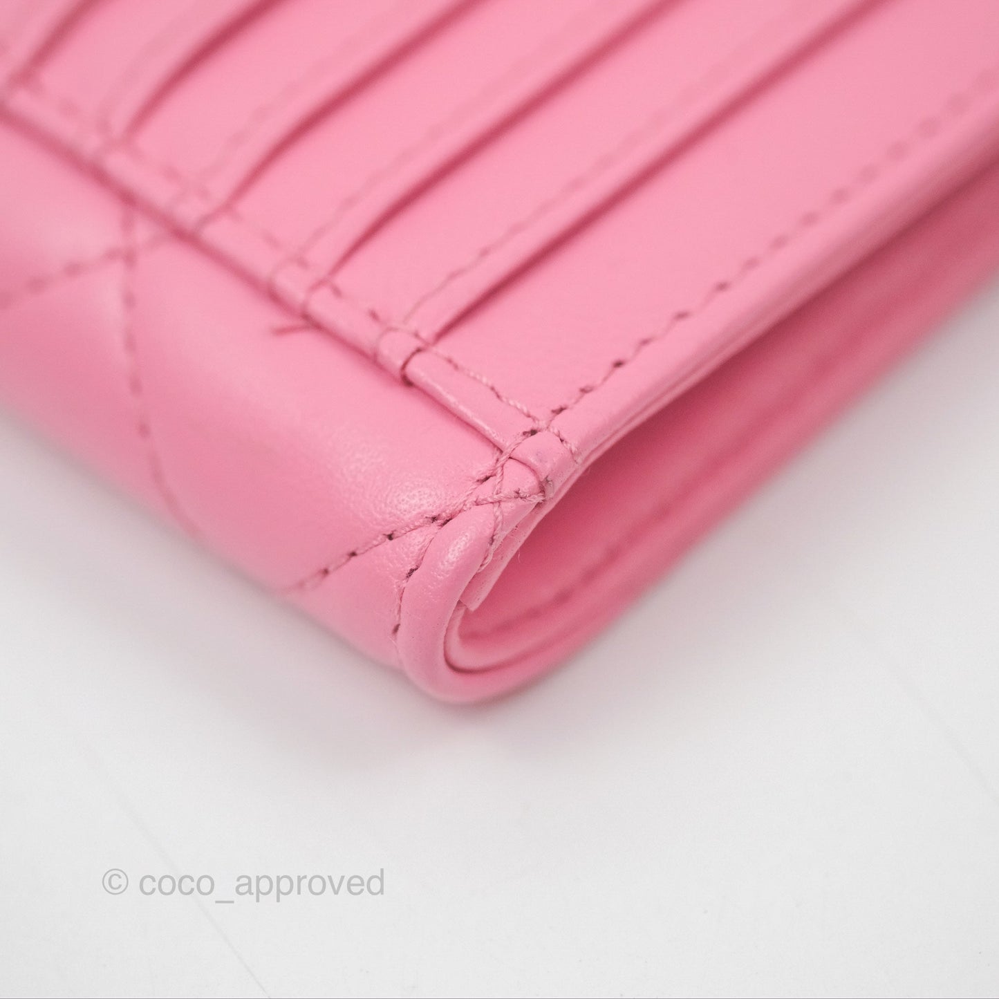 Chanel Quilted Zip Card Holder Pink Lambskin Gold Hardware 23S
