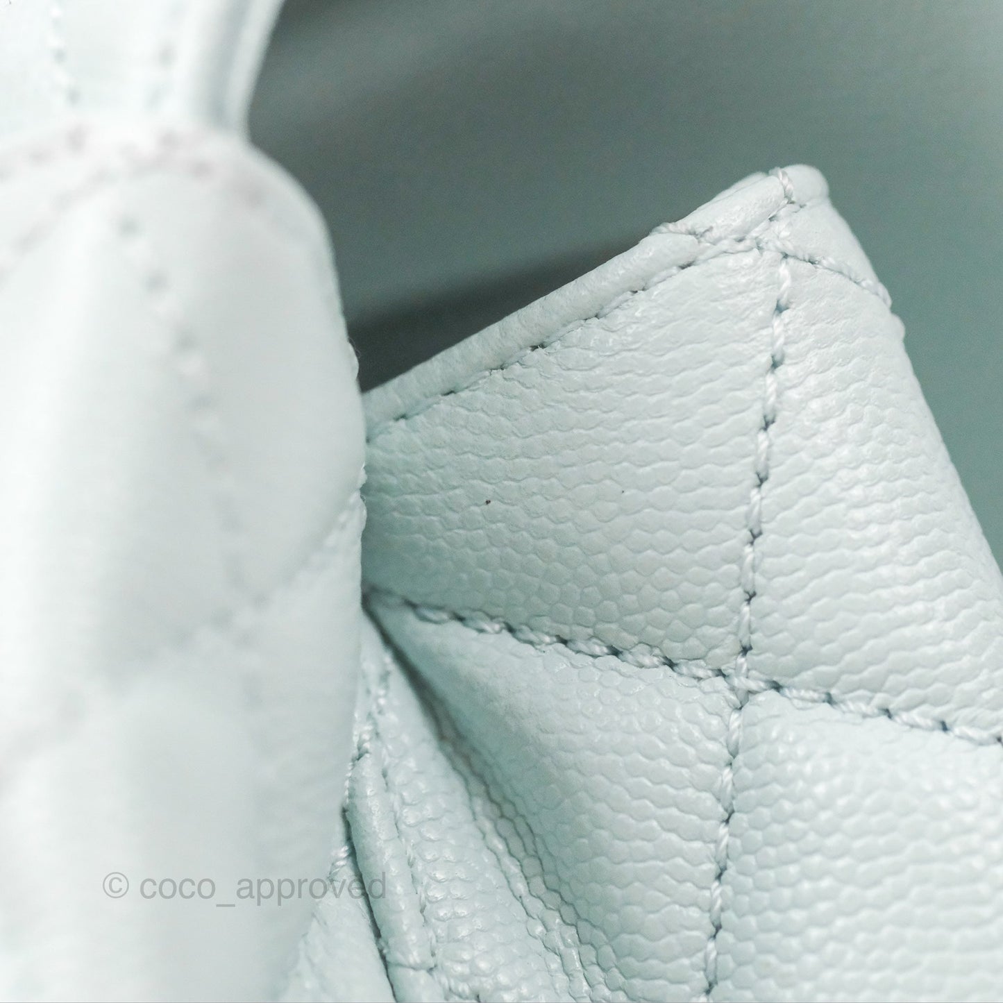 Chanel Small Coco Handle Quilted Light Baby Blue Caviar Gold Hardware