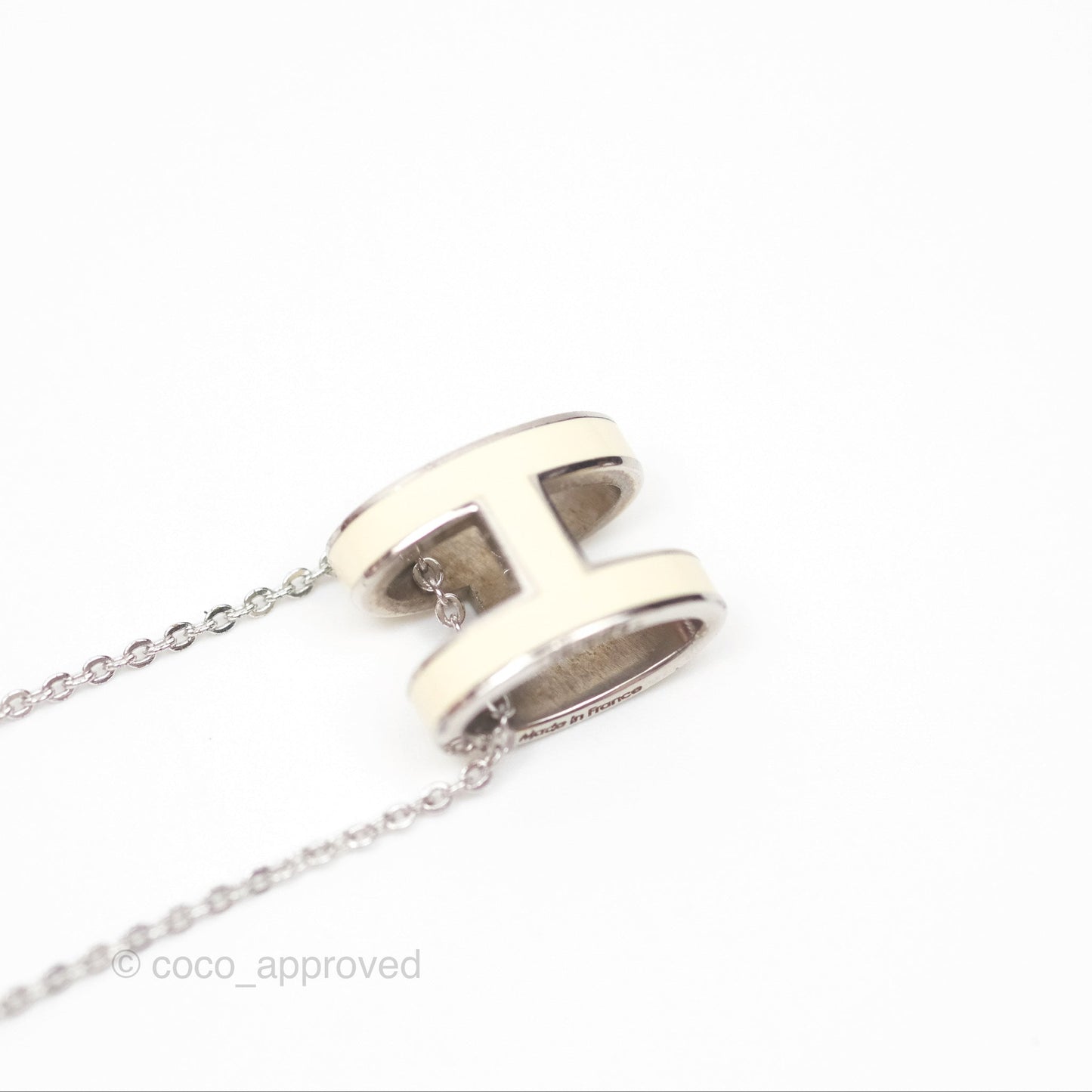 Hermès Pop H Pendant Necklace Blanc 01 Palladium Hardware