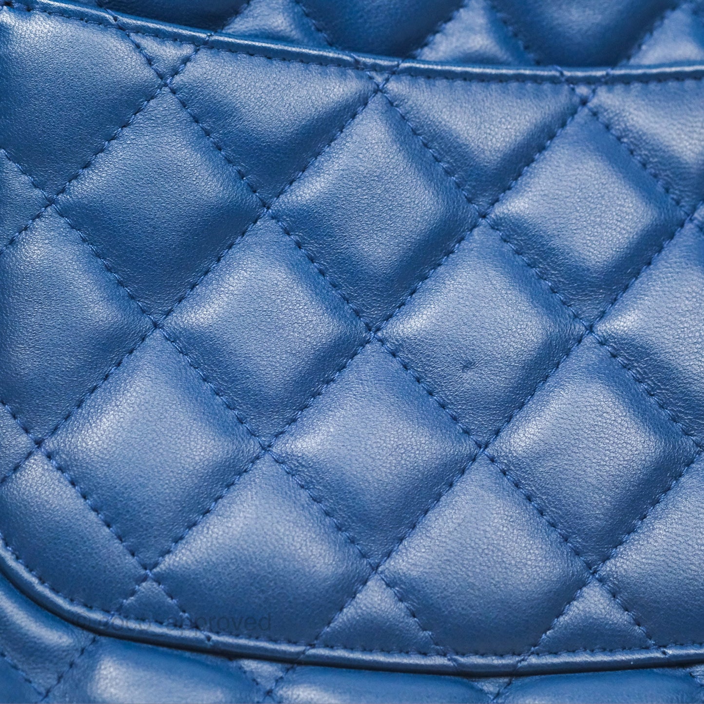 Chanel Medium Quilted O Case Blue Lambskin Gold Hardware
