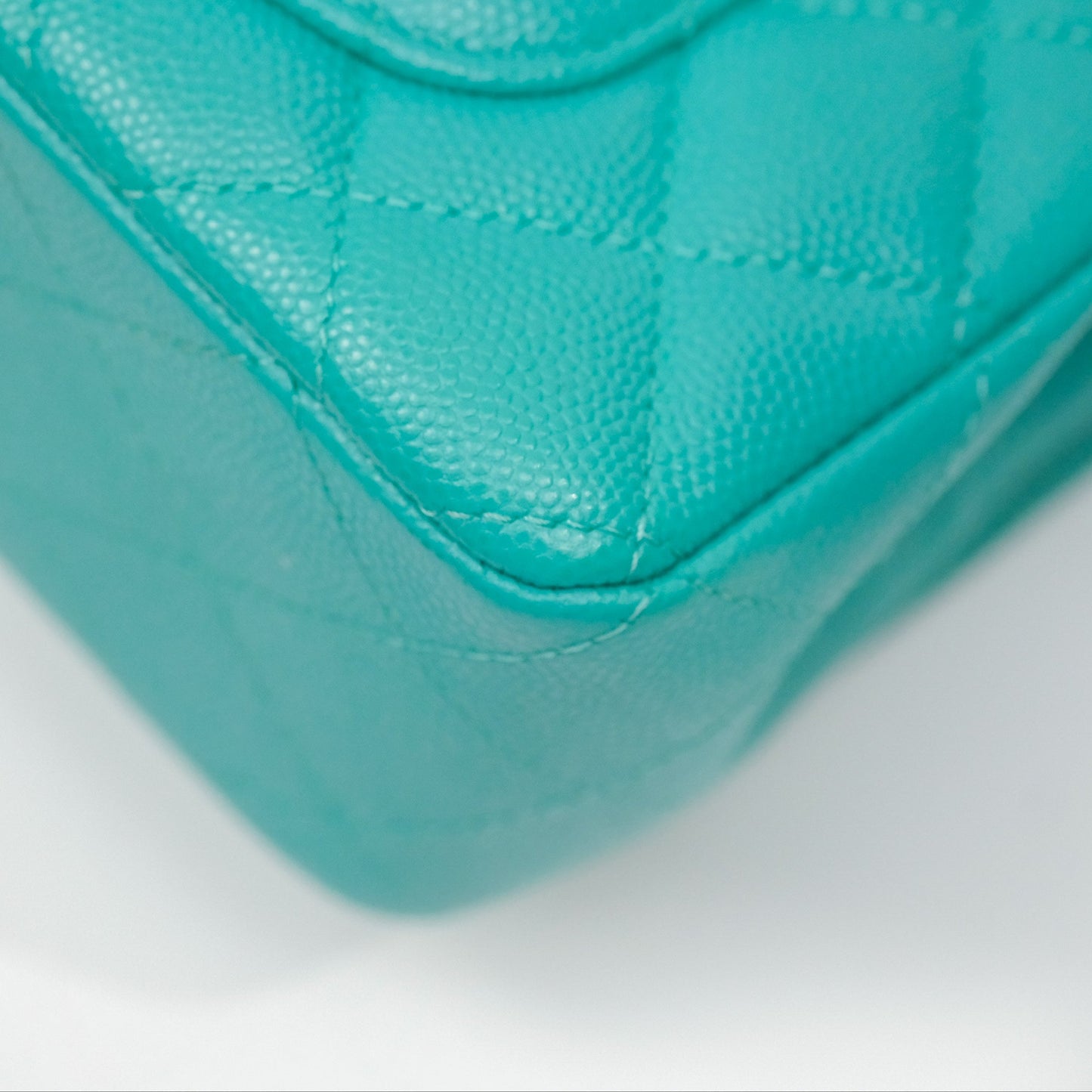 Chanel Mini Rectangular Flap Quilted Turquoise Caviar Gold Hardware