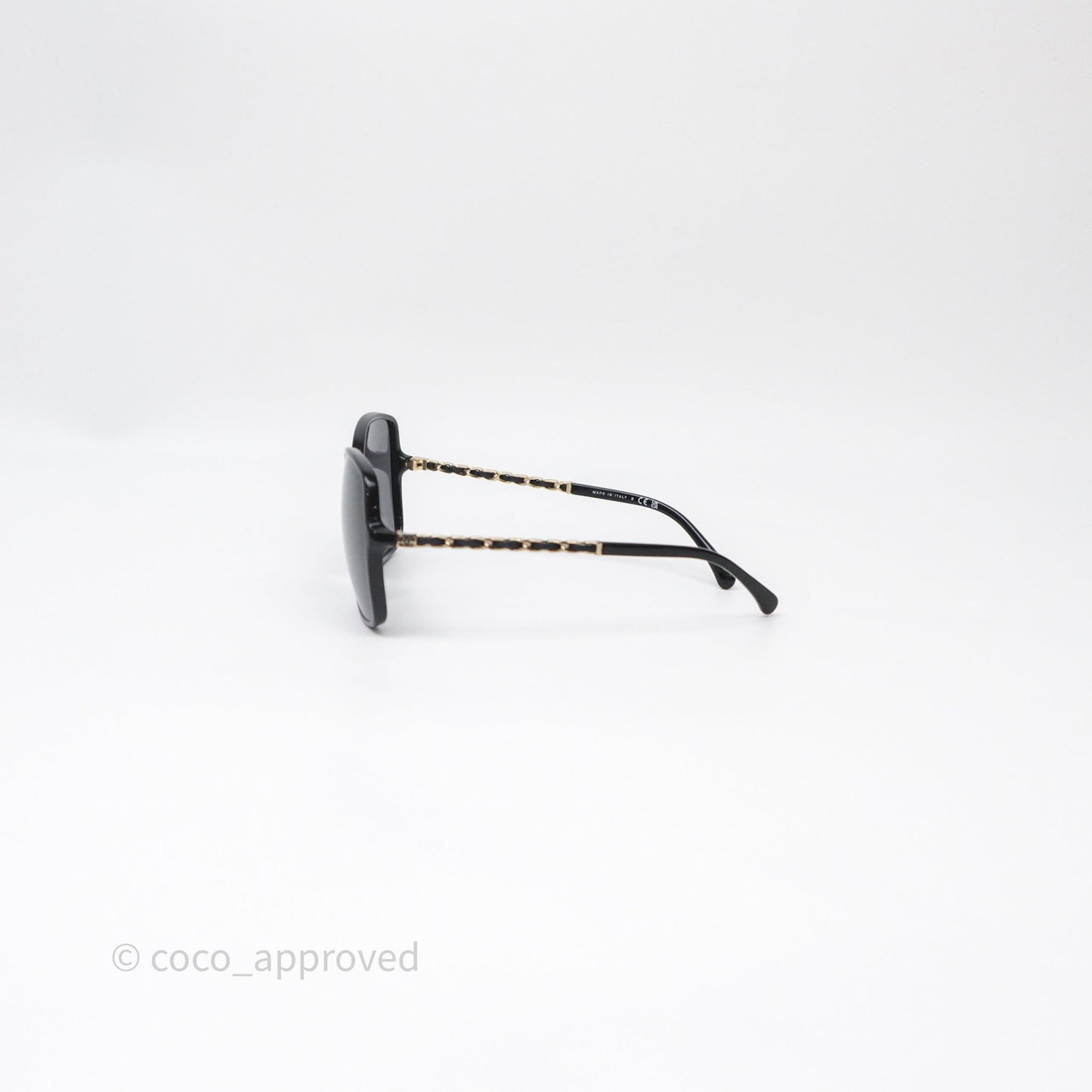 Chanel CC Chain-Link Square Sunglasses Black