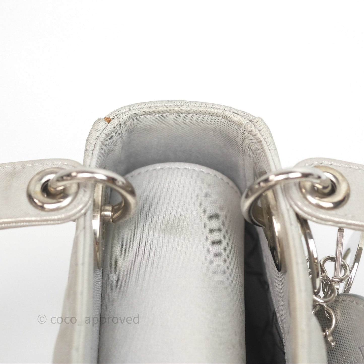 Christian Dior Calfskin Cannage Mini Lady Dior Grey