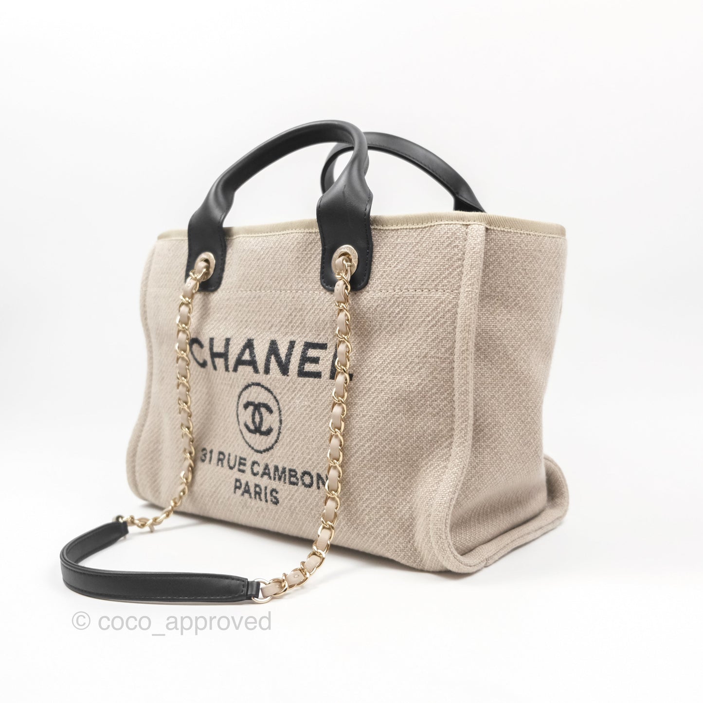 Chanel New Small Deauville Black/Taupe Canvas
