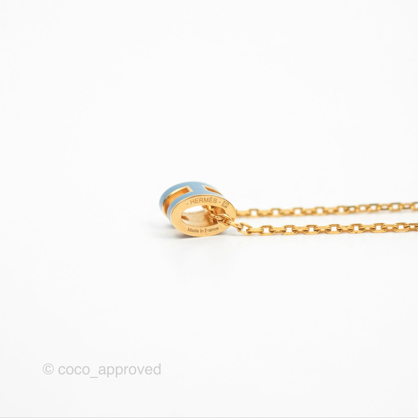 Hermès Mini Pop H Pendant Necklace Blue Jean Gold Hardware