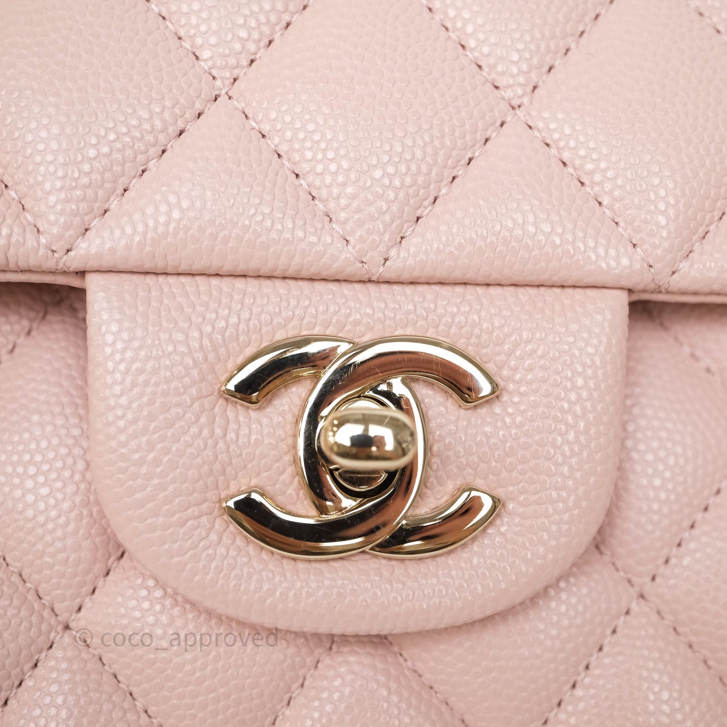 Chanel Classic M/L Medium Flap Quilted Pink Caviar Gold Hardware