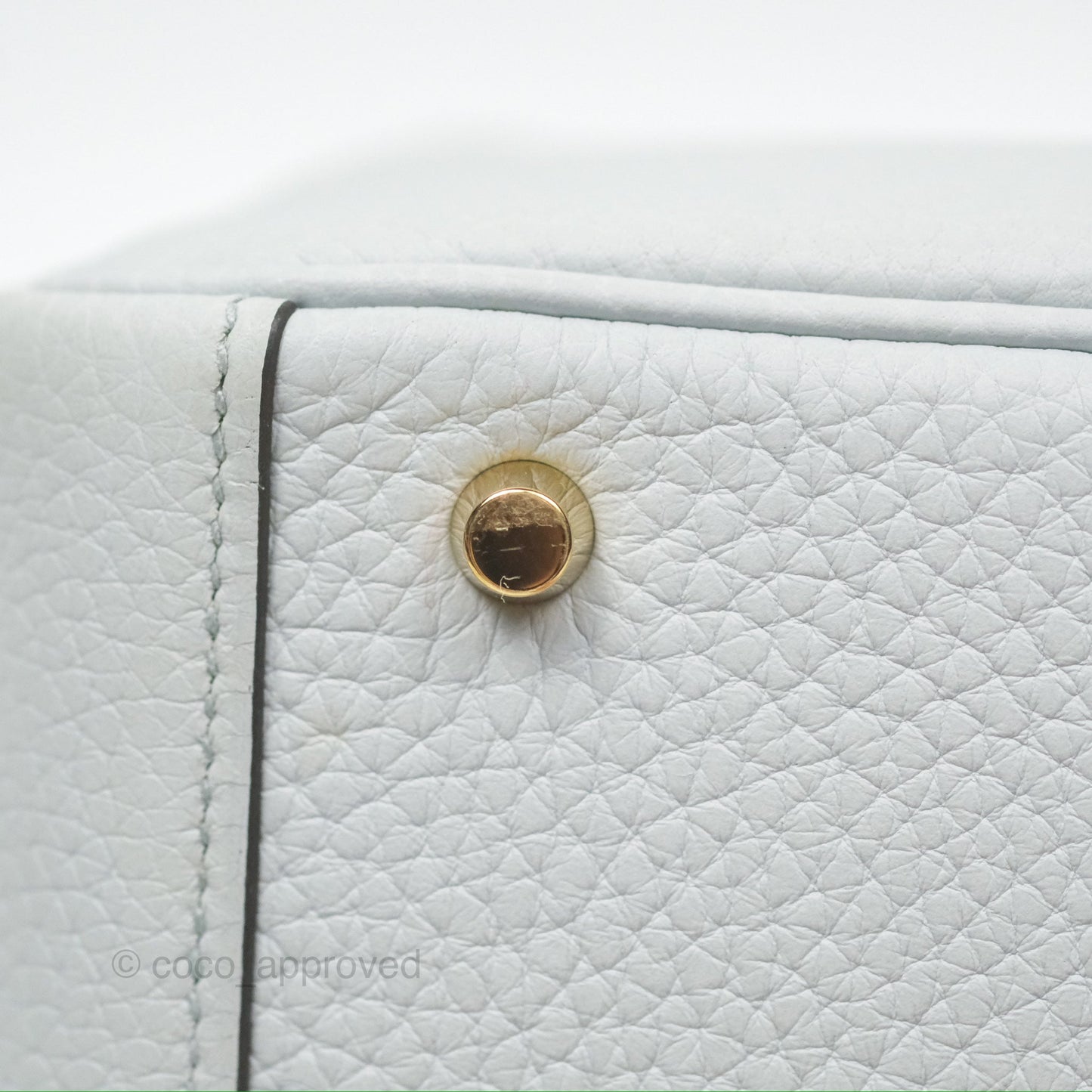 Hermès Mini Lindy 20 Bleu Pale Clemence Gold Hardware