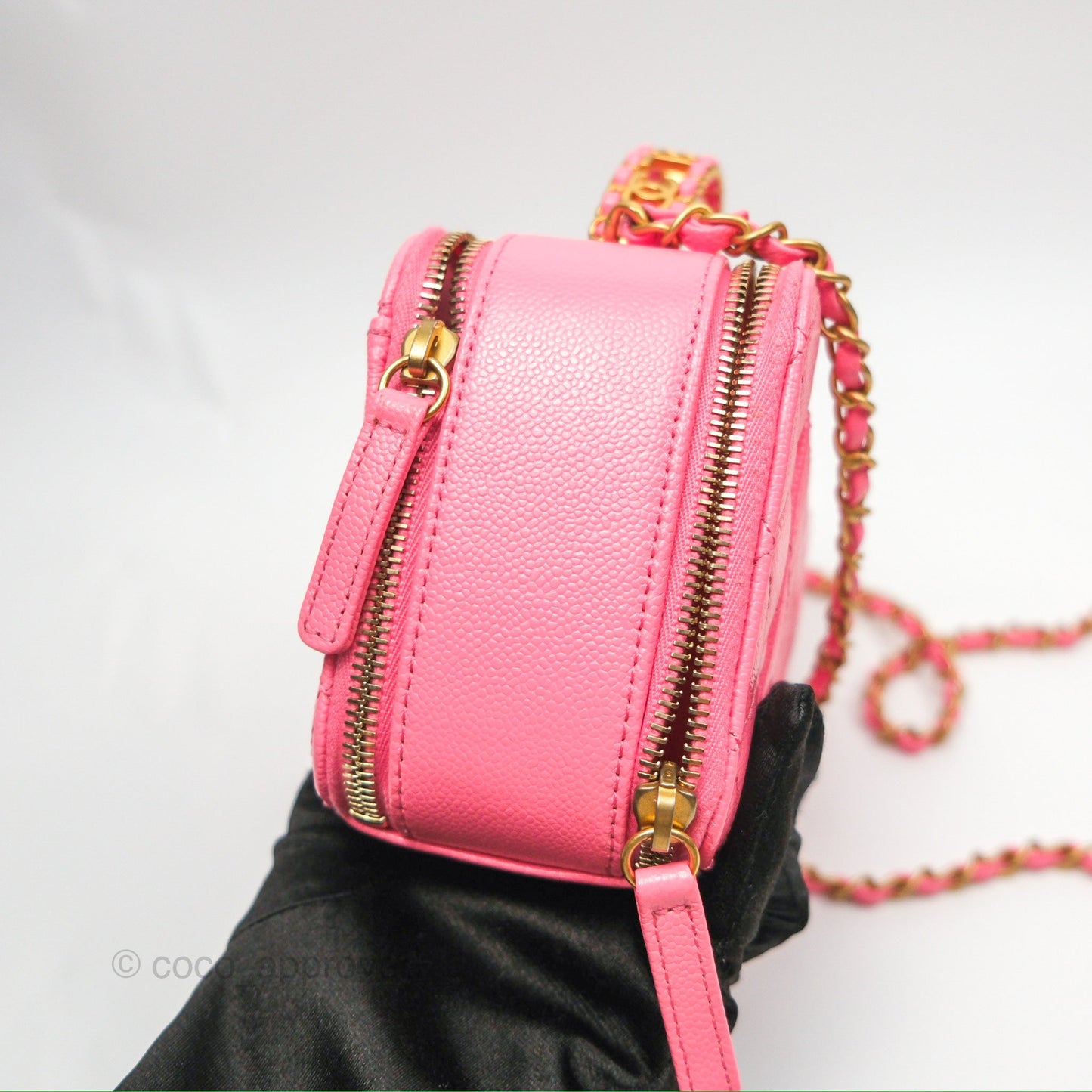 Chanel Caviar Quilted Pick Me Up Small Vanity Case Hot Pink