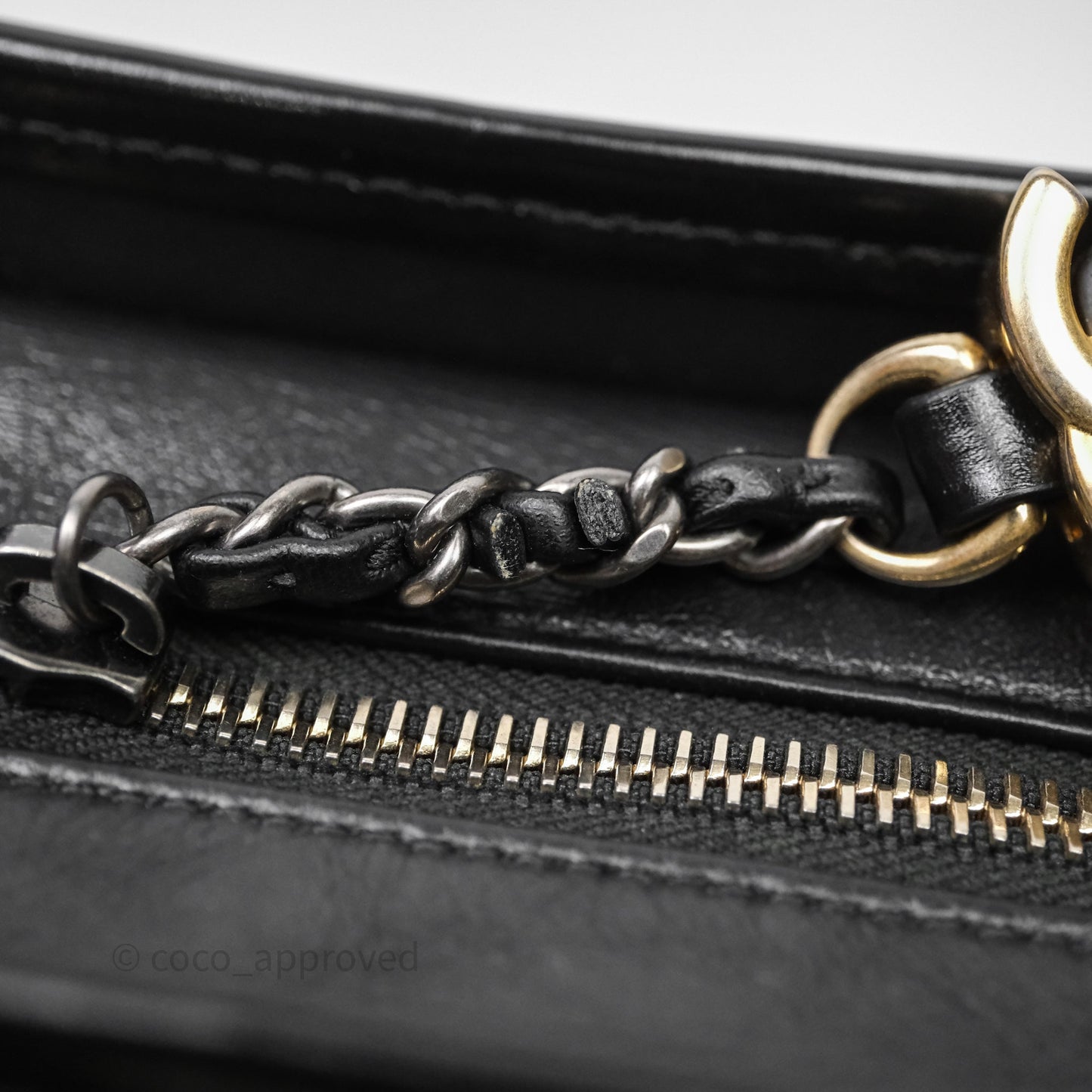 Chanel Small Gabrielle Hobo Chevron Black Aged Calfskin