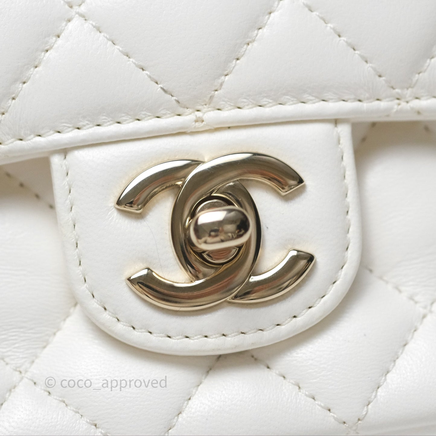 Chanel Crystals Top Handle Mini Rectangular Flap Bag White Lambskin Gold Hardware