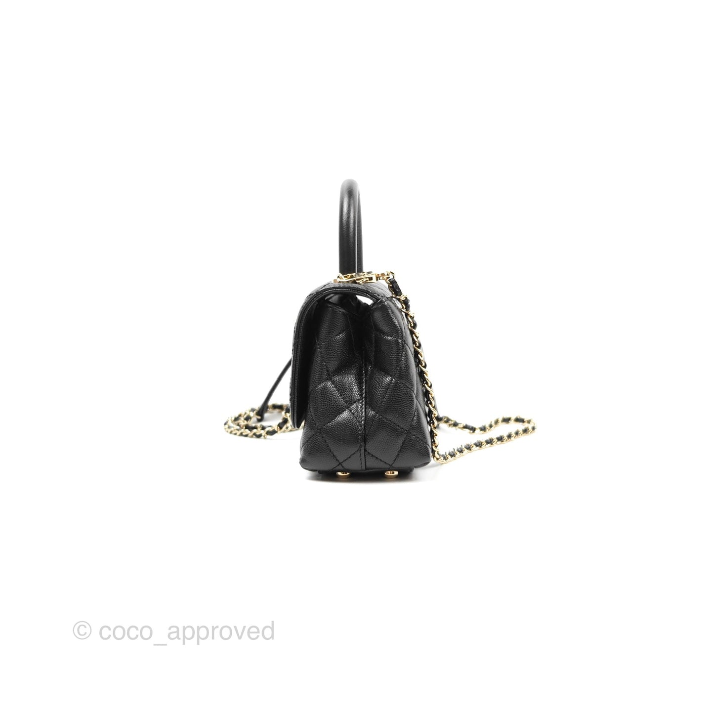 Chanel Mini Coco Handle Quilted Black Caviar Gold Hardware