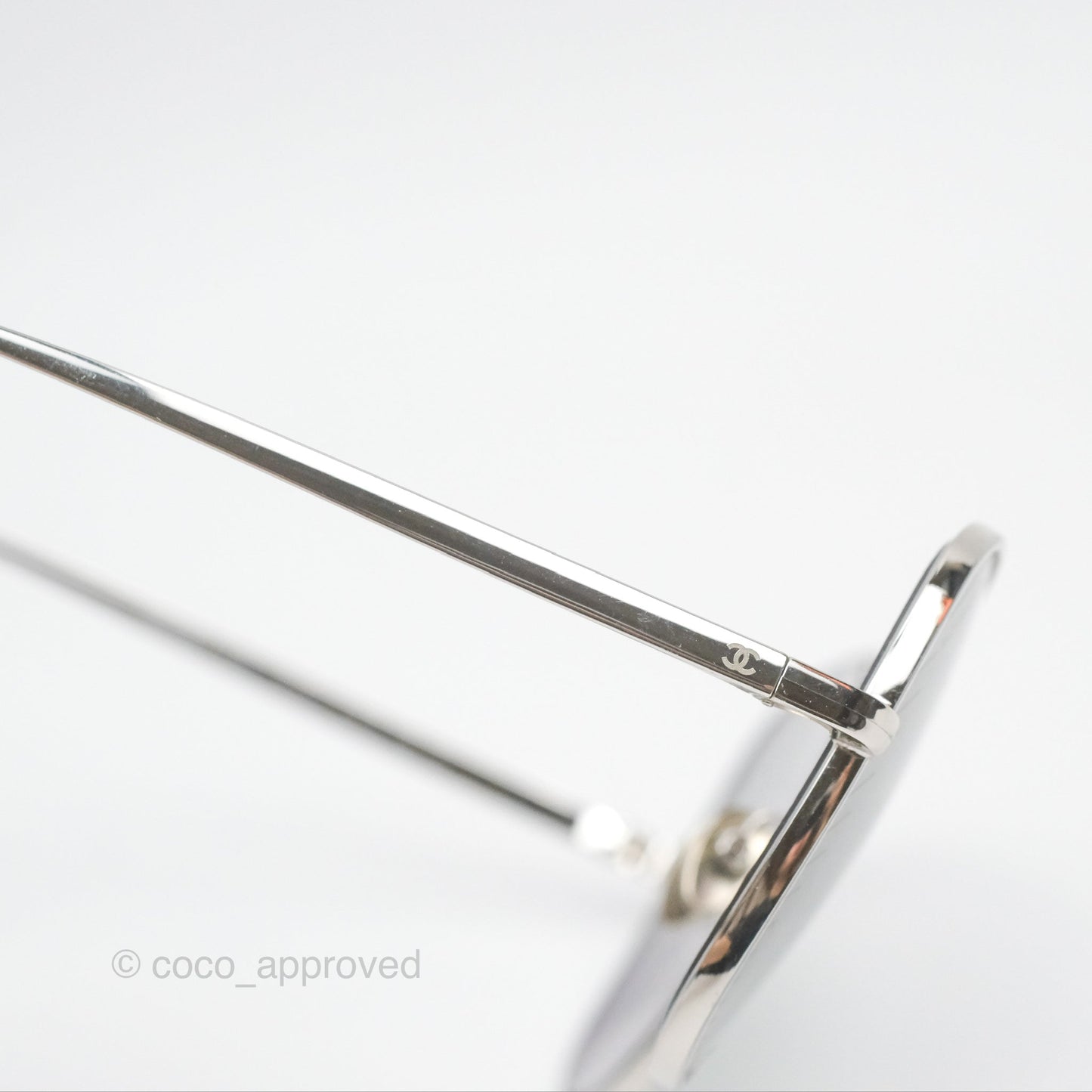 Chanel Gradient Lenses Square Sunglasses Silver Tone