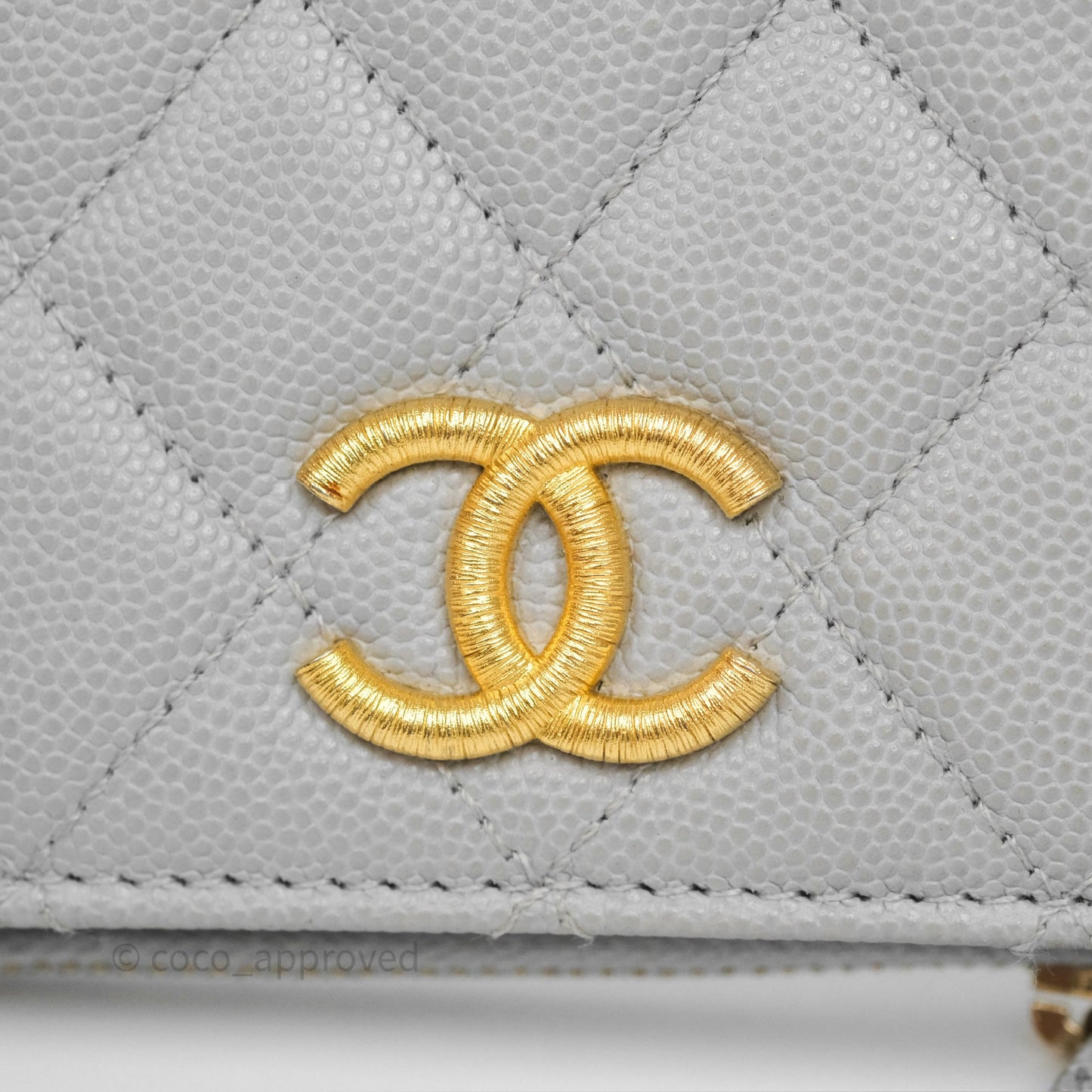 Chanel Quilted Short Wallet Grey Caviar Gold Hardware