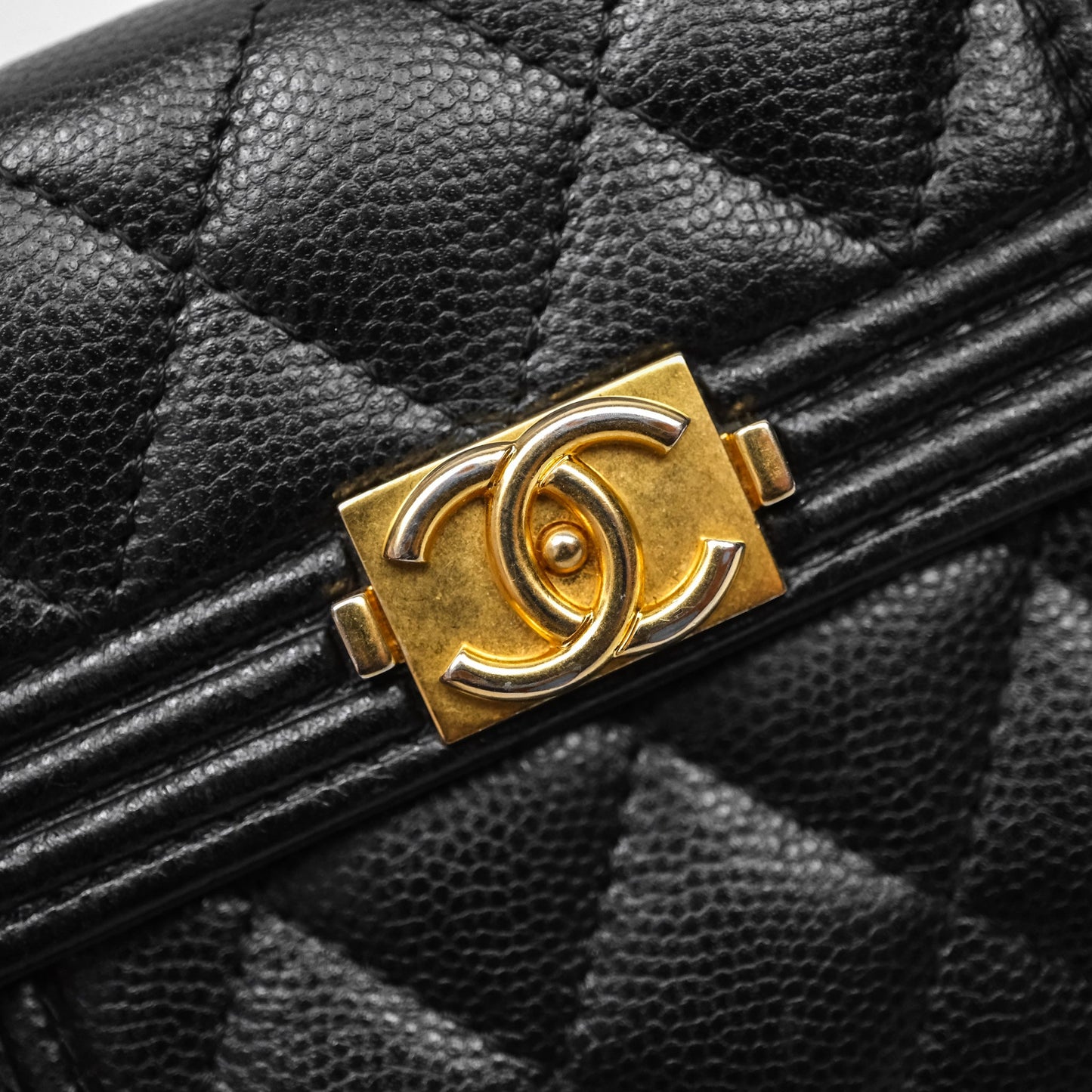 Chanel Small Boy Flap Wallet Black Caviar Gold Hardware