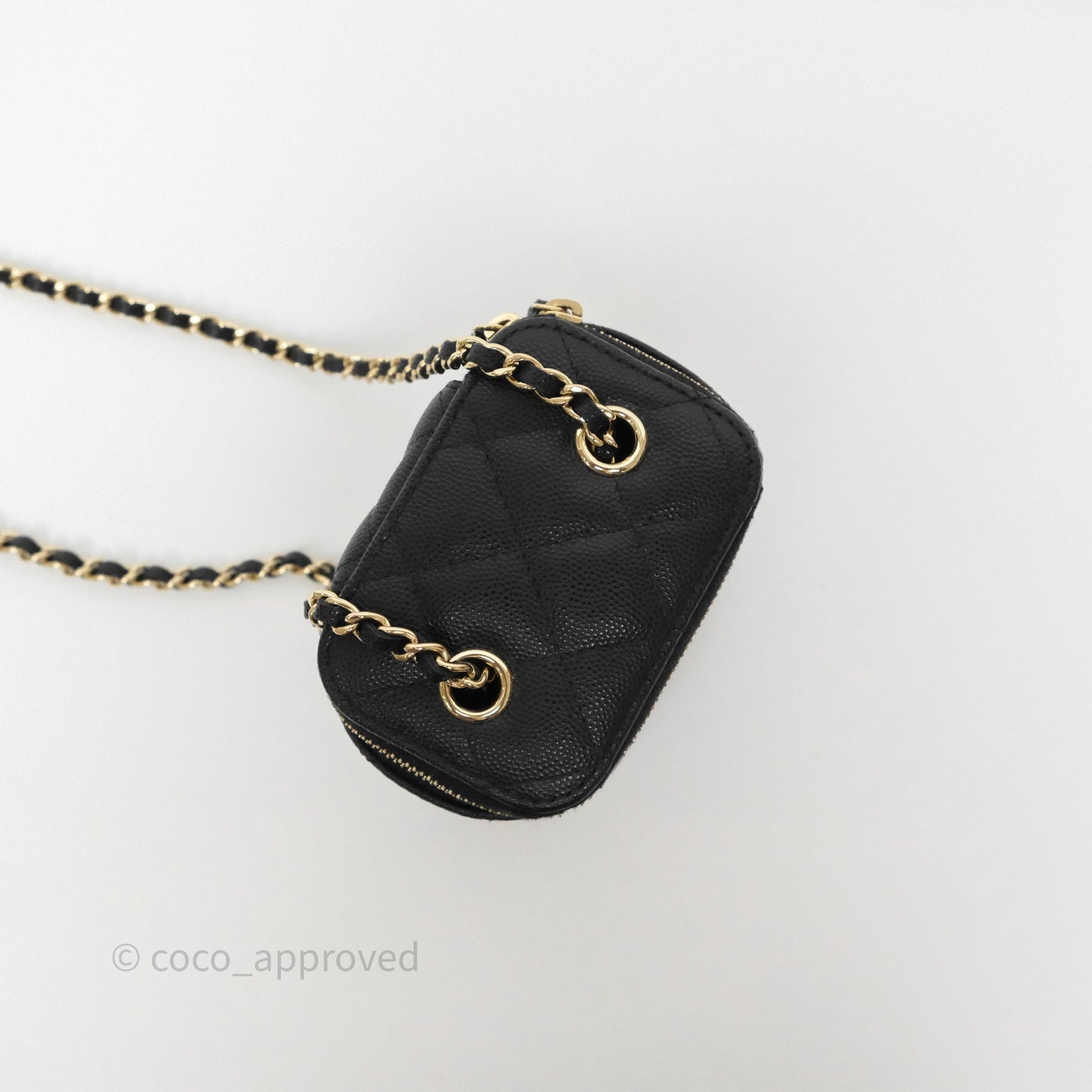 Chanel Mini Vanity With Chain Black Caviar Gold Hardware