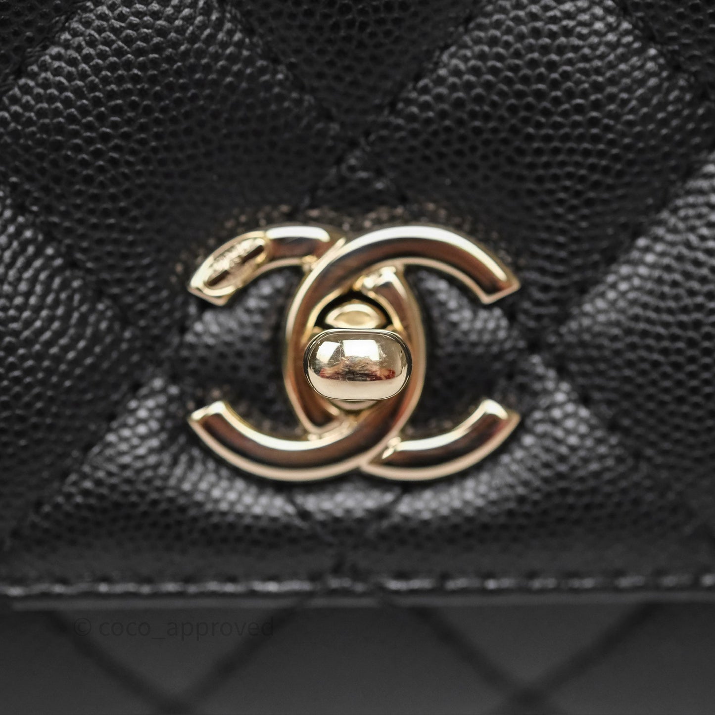 Chanel Mini Coco Handle Quilted Black Caviar Gold Hardware