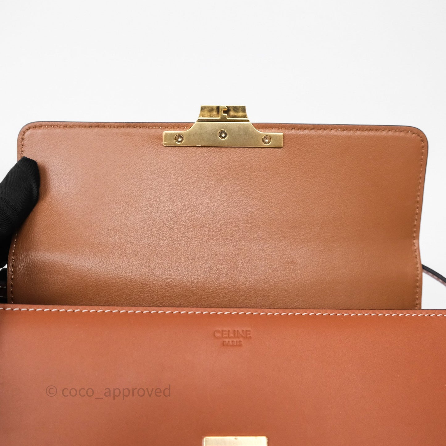 Celine Triomphe Shoulder Bag Tan Calfskin