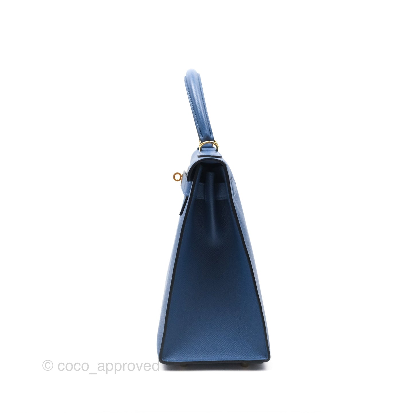 Hermès Sellier Kelly 28 Blue Epsom Gold Hardware