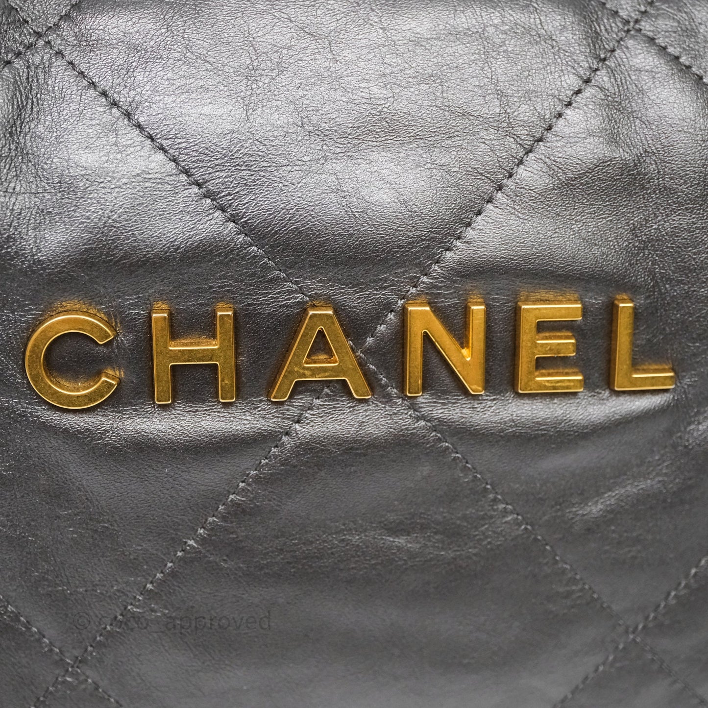 Chanel 22 Bag Medium Dark Grey Calfskin Gold Hardware