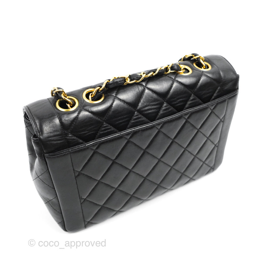 Chanel Vintage Small Flap Bag Black Lambskin 24K Gold Hardware