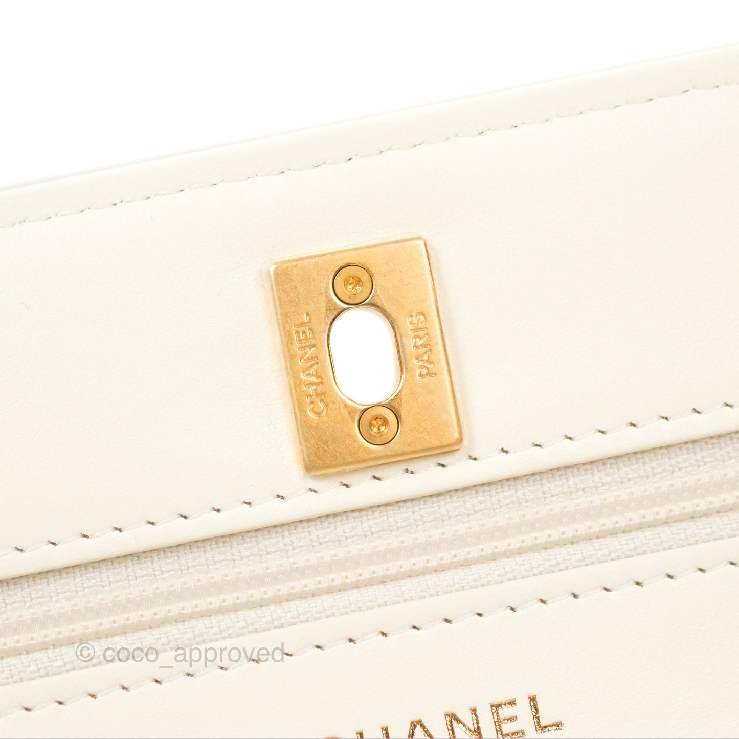 Chanel Quilted Pearl Crush Wallet on Chain WOC White Lambskin Aged Gold Hardware
